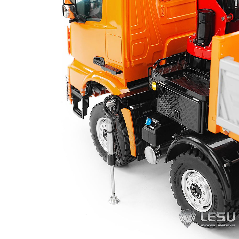LESU 3348 1/14 Metal 8X8 Hydraulic 3 Ways RC Dump Truck with Crane 2 Speed Transmission 7CH Valve Sound Light for Scale Machinery Enthusiast