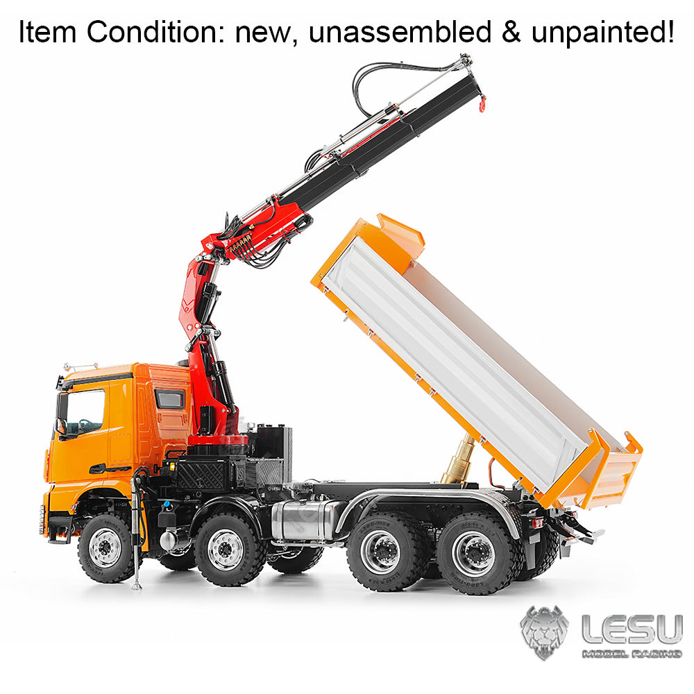LESU 1/14 8X8 Z0064 Z0063 RC Hydraulic Dumper Truck With Crane 3 Ways Unassembled DIY Tipper Model With 2 Speed Transmission