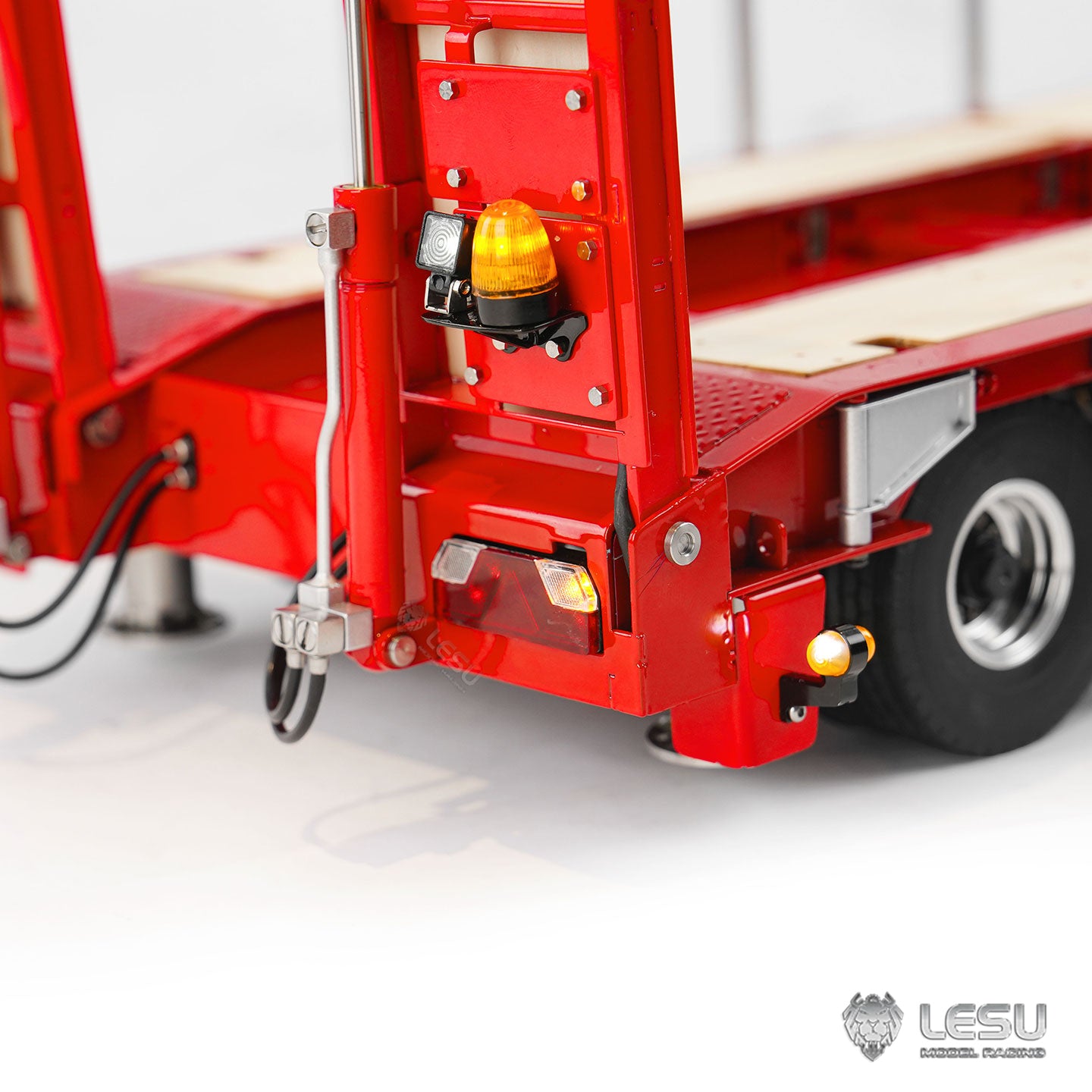 LESU 1/14 Metal Hydraulic Lifting Tailboard Trailer Rear Support Legs 2CH Valve Pump for RC Tractor Truck DIY Lorry Excavator