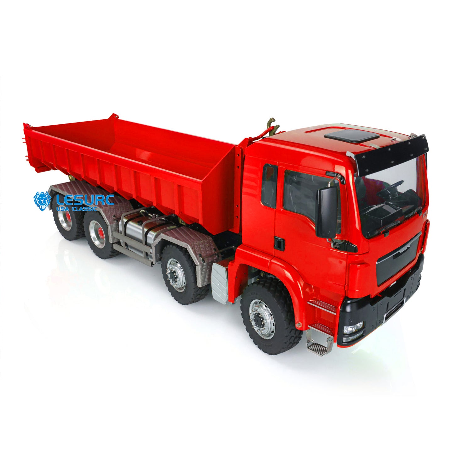 LESU 1/14 8x8 Metal Hydraulic RC Roll On Off Dump Truck 2 Speed Transmission FlySky I6S Radio Controller Sound Light System