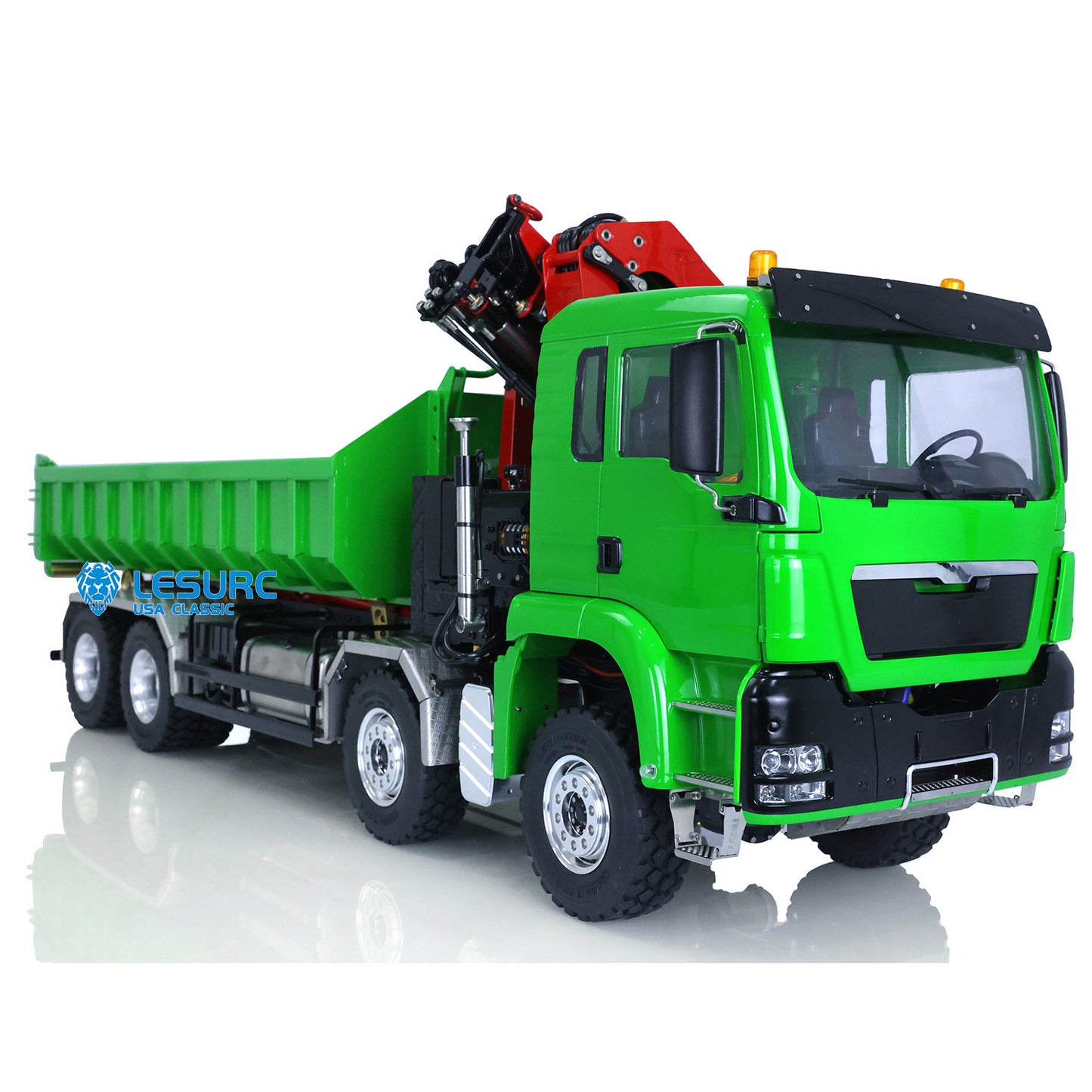 LESU 1/14 8*8 RC Roll on/off Hydraulic Truck Crane Dumper Tipper Reversing Valve W/ Light Sound Motor ESC Battery PL18EV Radio