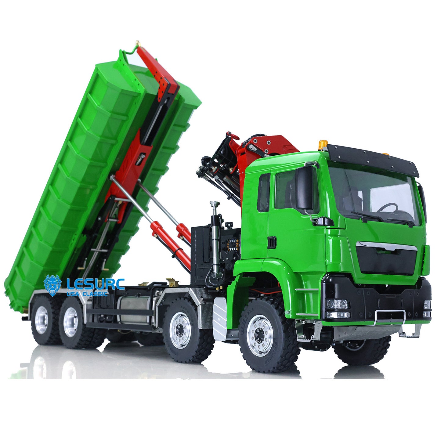 LESU 1/14 8*8 RC Roll on/off Hydraulic Truck Crane Dumper Tipper Reversing Valve W/ Light Sound Motor ESC Battery PL18EV Radio