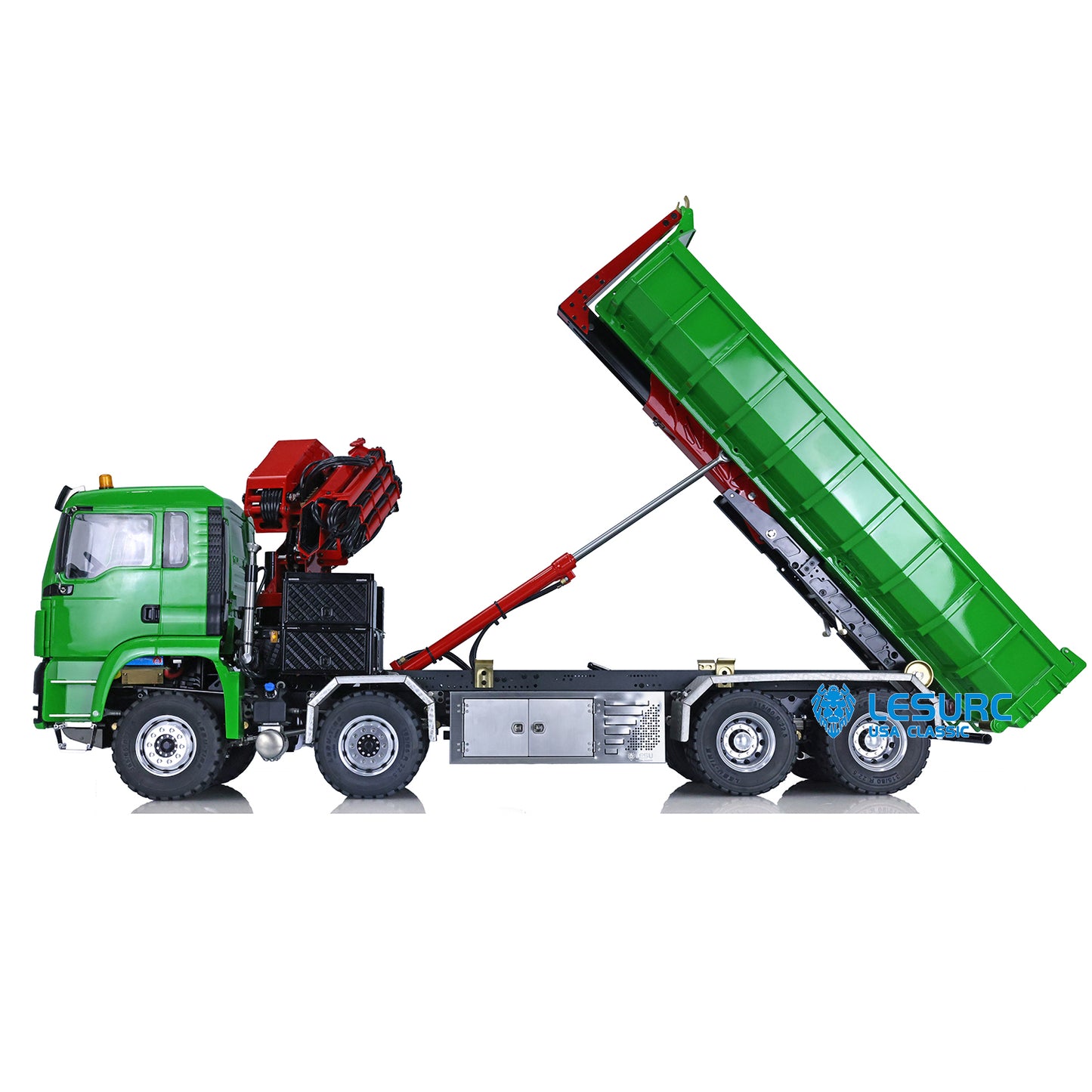 LESU 1/14 8*8 RC Roll on/off Hydraulic Truck Crane Dumper Tipper Reversing Valve W/ Light Sound Motor ESC Battery PL18EV Radio