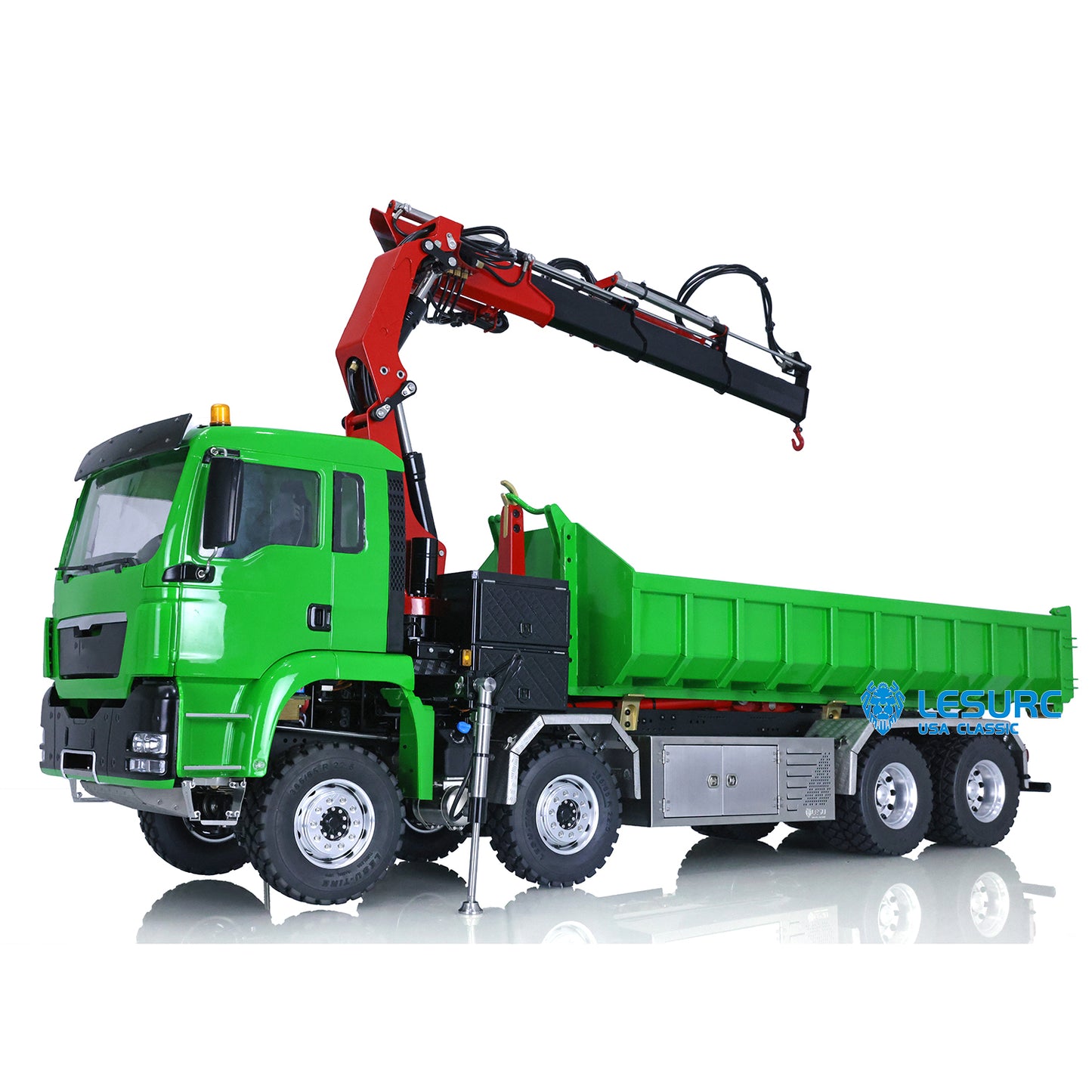 LESU 1/14 8*8 RC Roll on/off Hydraulic Truck Crane Dumper Tipper Reversing Valve W/ Light Sound Motor ESC Battery PL18EV Radio