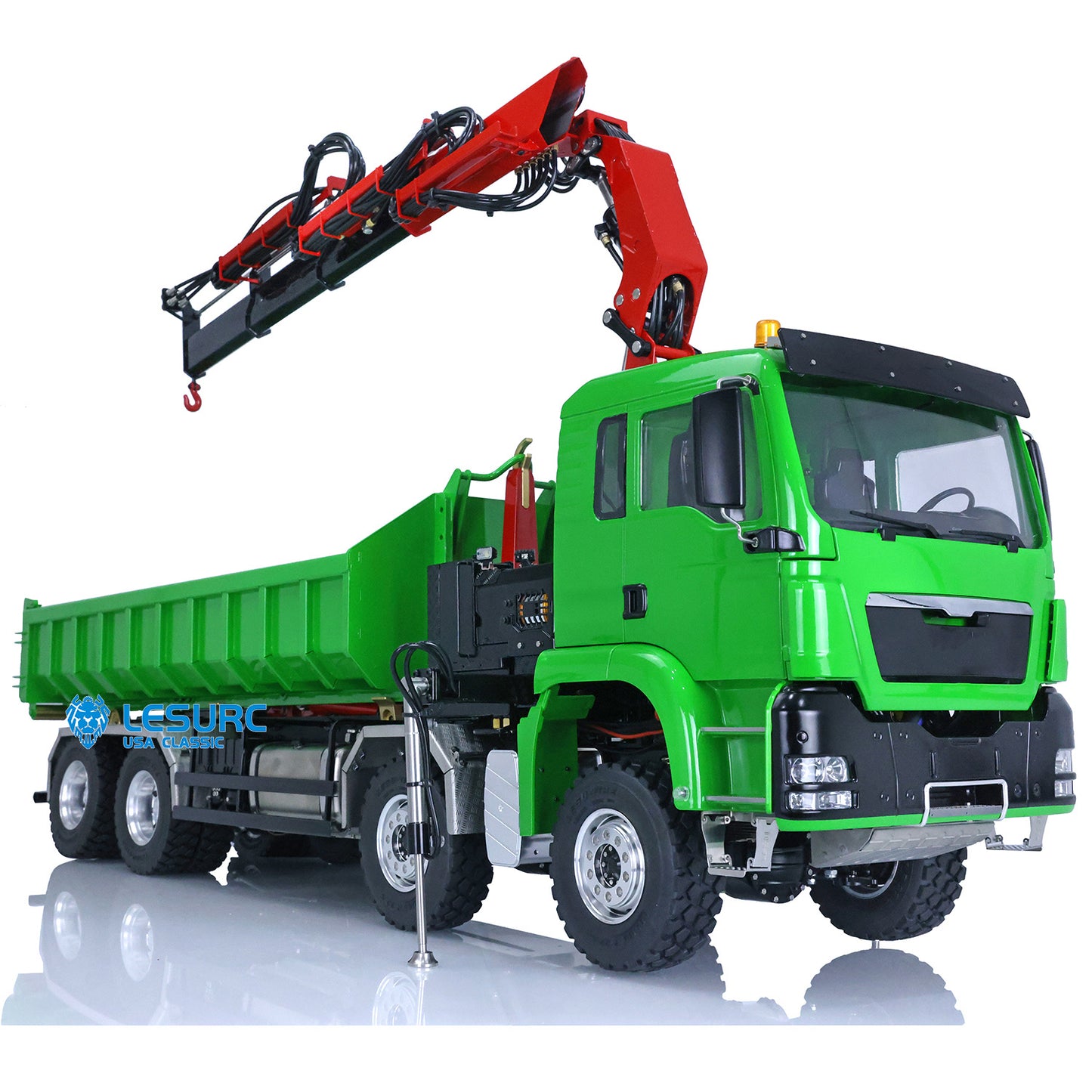 LESU 1/14 8*8 RC Roll on/off Hydraulic Truck Crane Dumper Tipper Reversing Valve W/ Light Sound Motor ESC Battery PL18EV Radio