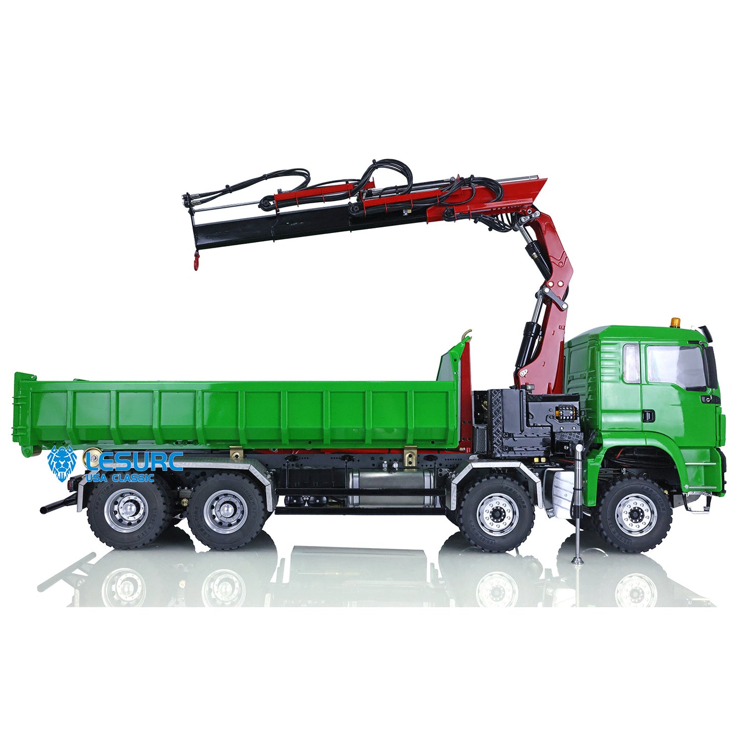 LESU 1/14 8*8 RC Roll on/off Hydraulic Truck Crane Dumper Tipper Reversing Valve W/ Light Sound Motor ESC W/O Battery Charger Radio