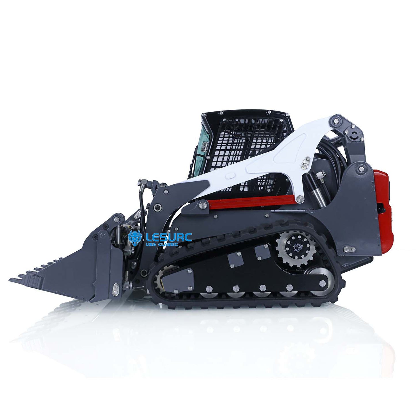 LESU 1/14 Aoue-LT5 Metal Hydraulic Tracked Skid-Steer Loader RTR Model Lights RC Construction Vehicles Battery Radio Bobcat