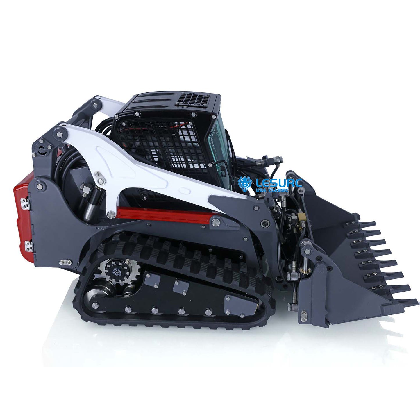 LESU 1/14 Aoue-LT5 Metal Hydraulic Tracked Skid-Steer Loader RTR Model Lights RC Construction Vehicles Battery Radio Bobcat