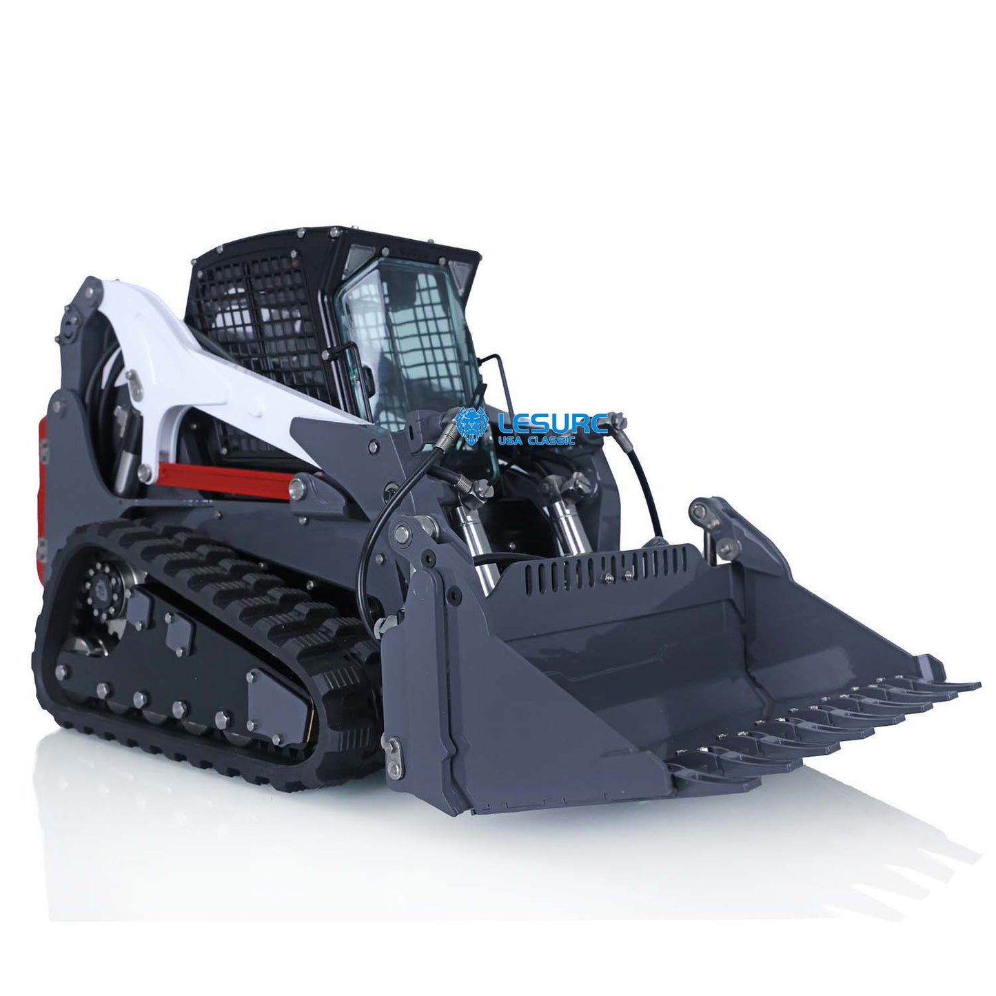 LESU 1/14 Aoue-LT5 Metal Hydraulic Tracked Skid-Steer Loader RTR Model Lights RC Construction Vehicles Battery Radio Bobcat