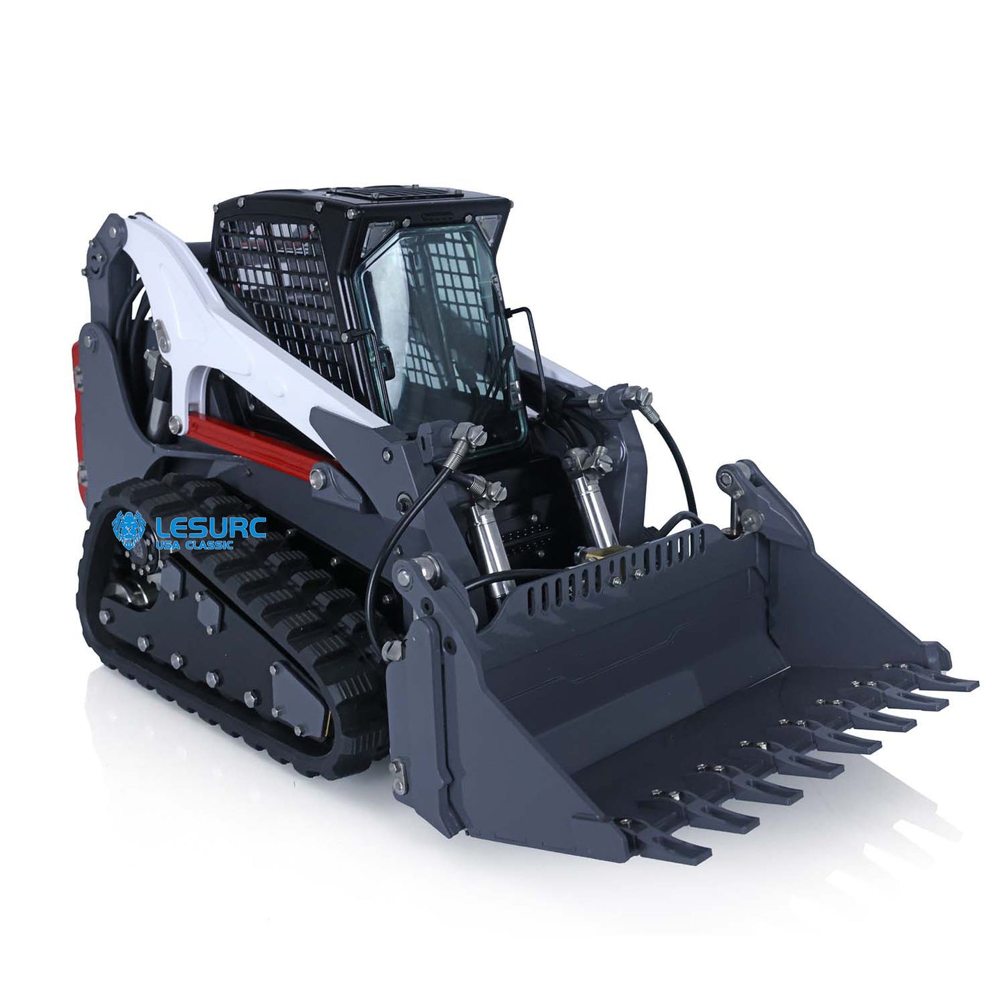 LESU 1/14 Aoue-LT5 Metal Hydraulic Tracked Skid-Steer Loader RTR Model Lights RC Construction Vehicles Battery Radio Bobcat