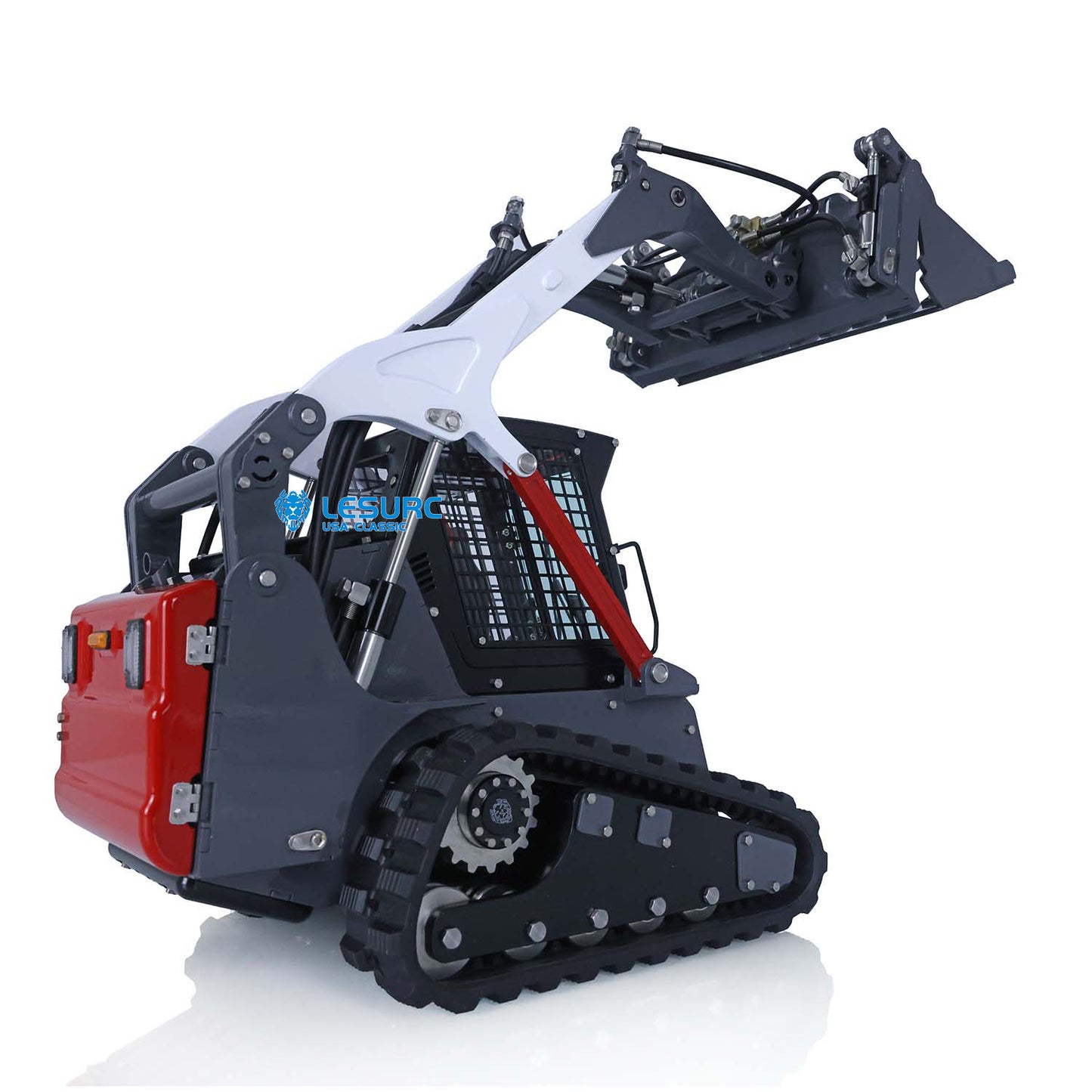 LESU 1/14 Aoue-LT5 Metal Hydraulic Tracked Skid-Steer Loader RTR Model Lights RC Construction Vehicles Battery Radio Bobcat