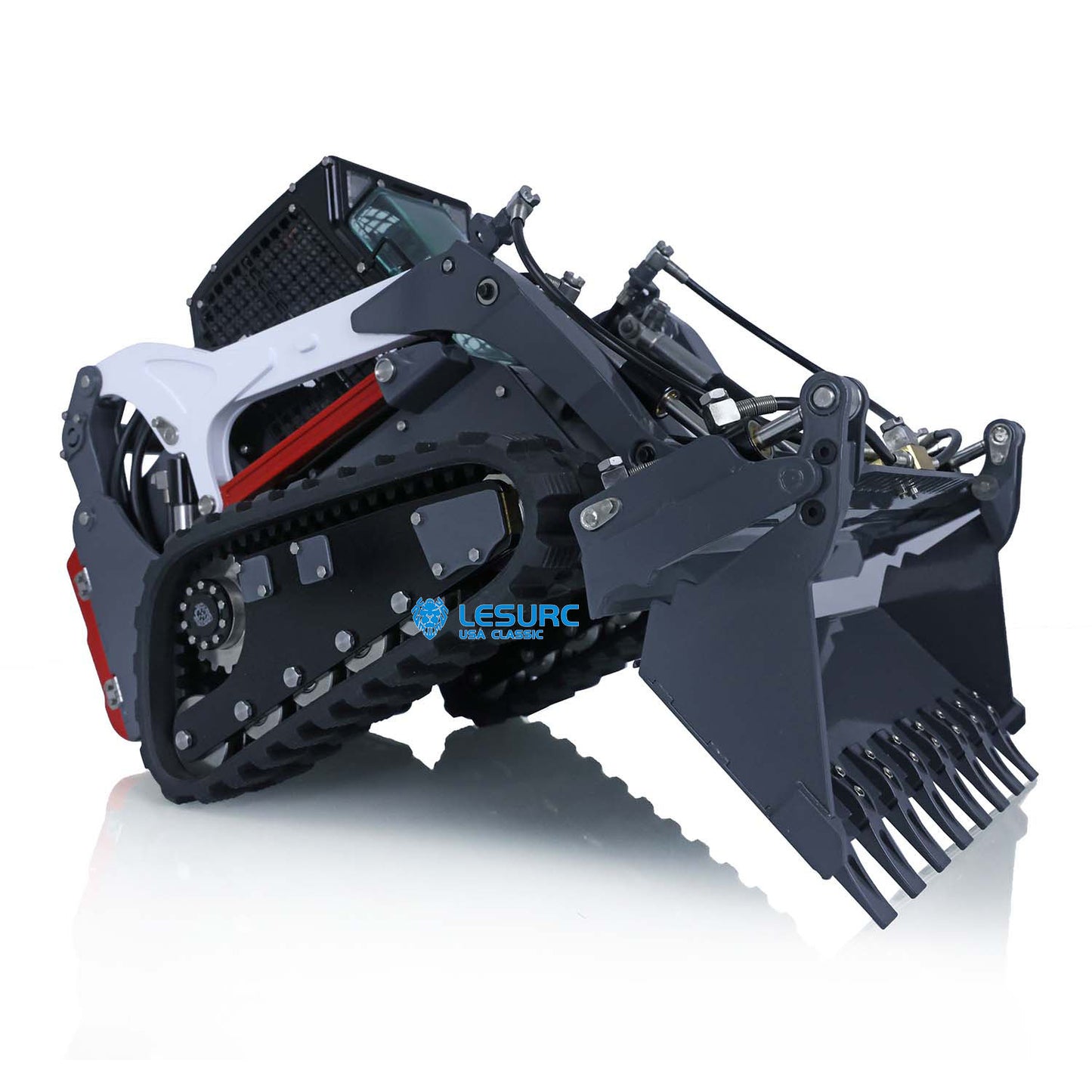 LESU 1/14 Aoue-LT5 Metal Hydraulic Tracked Skid-Steer Loader RTR Model Lights RC Construction Vehicles Battery Radio Bobcat