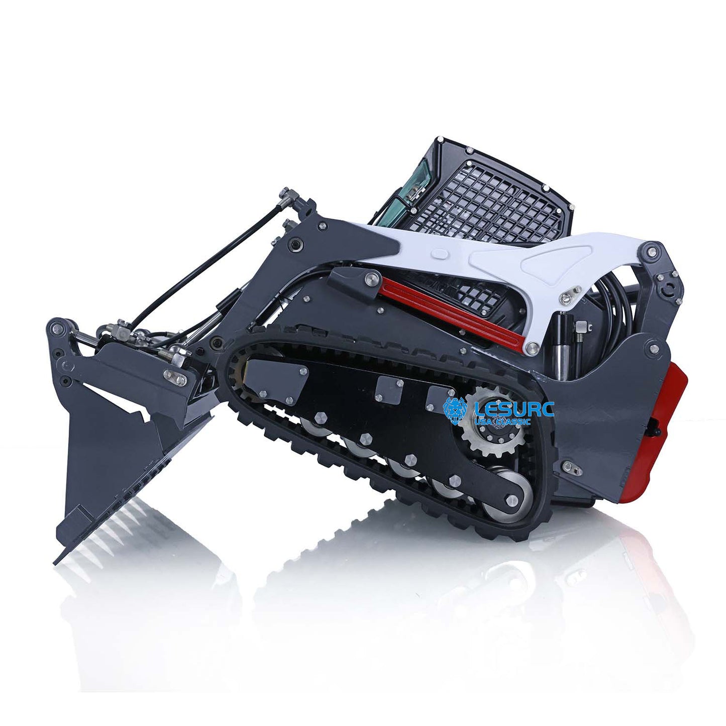 LESU 1/14 Aoue-LT5 Metal Hydraulic Tracked Skid-Steer Loader RTR Model Lights RC Construction Vehicles Battery Radio Bobcat