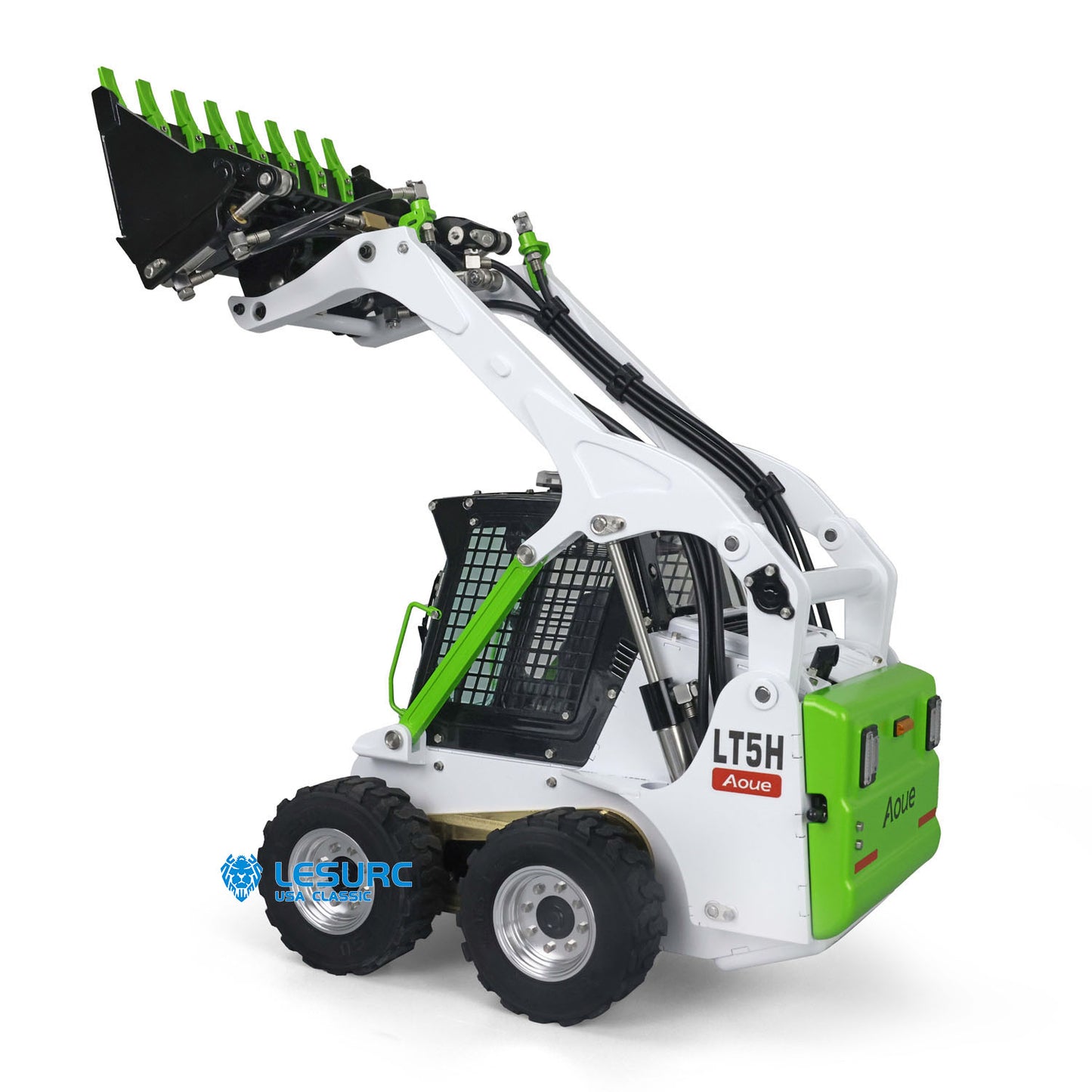 LESU Aoue LT5H 1/14 Metal RC Hydraulic Skid Steer Loader A0008 with FlySky I6S Radio Controller Light Sound for Engineering Vehicle Enthusiast