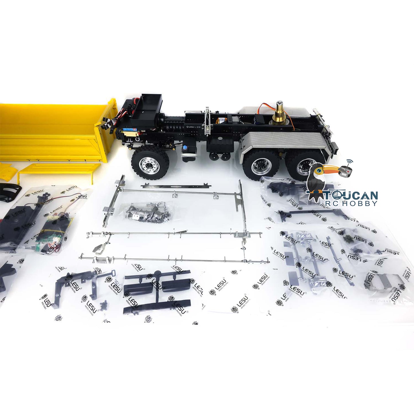 LESU 1/14 Scale Remote Controlled TGS Three-way Transmission Dumper Truck Hydraulic Model W/ Lights Sound System Motor ESC Cab