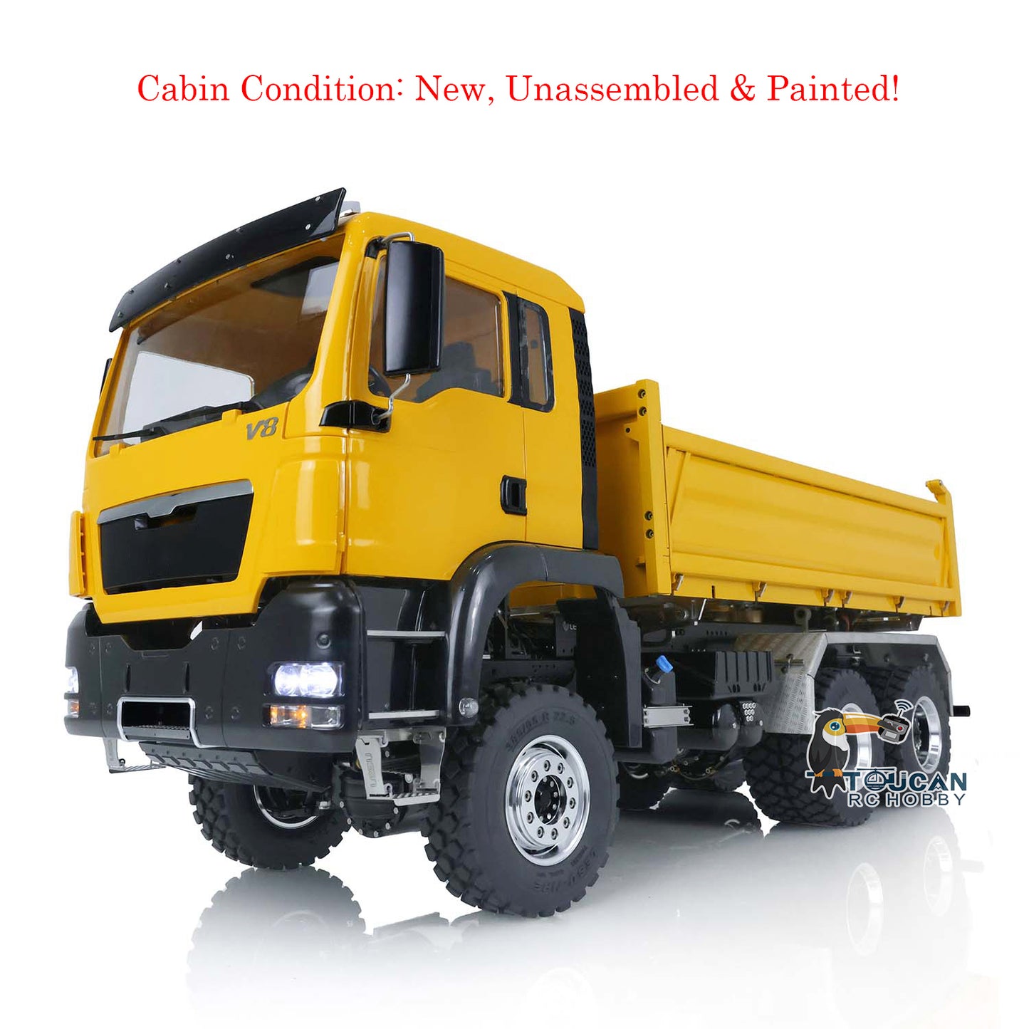 LESU 1/14 Scale Remote Controlled TGS Three-way Transmission Dumper Truck Hydraulic Model W/ Lights Sound System Motor ESC Cab