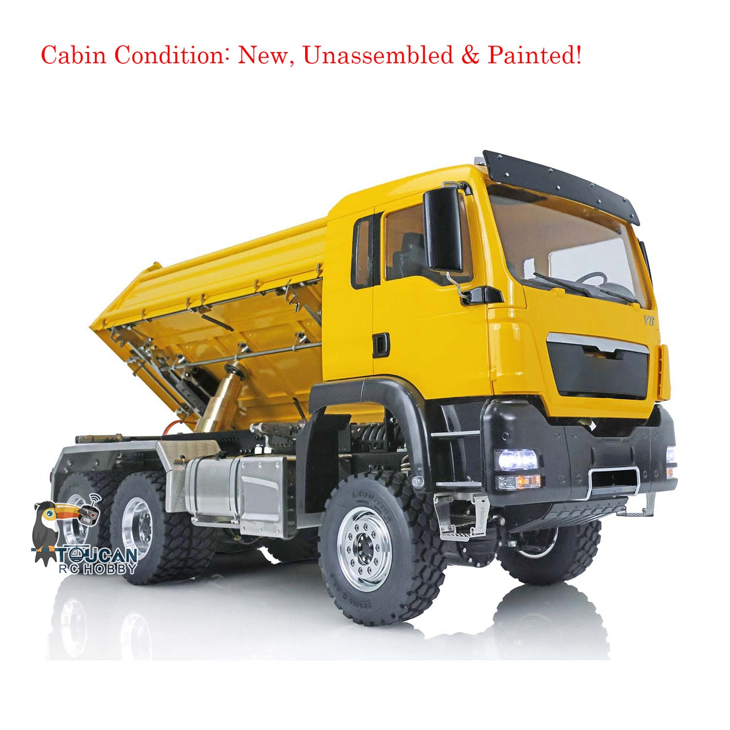 LESU 1/14 Scale Remote Controlled TGS Three-way Transmission Dumper Truck Hydraulic Model W/ Lights Sound System Motor ESC Cab