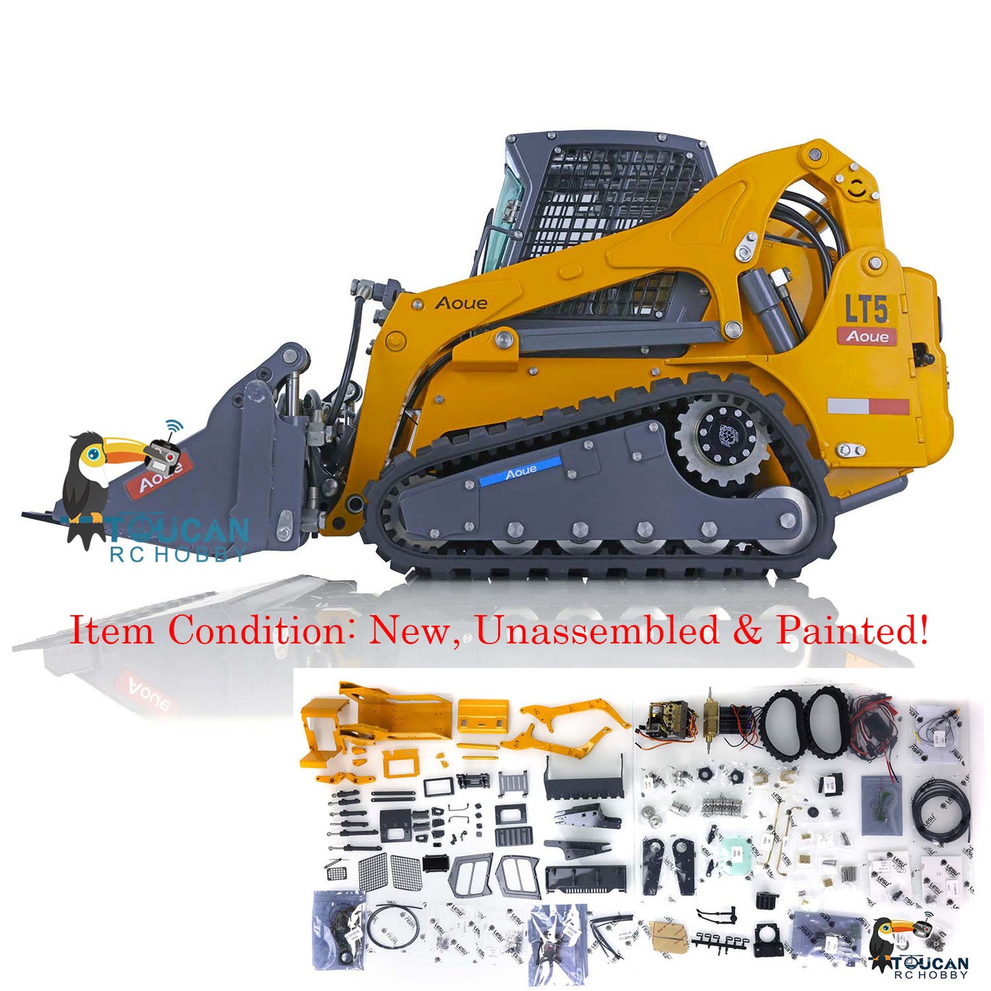 LESU Aoue B0008 LT5 Metal 1/14 Remote Control Hydraulic Tracks Skid-Steer Loader Vehicle With Sound Light Unassembled Model