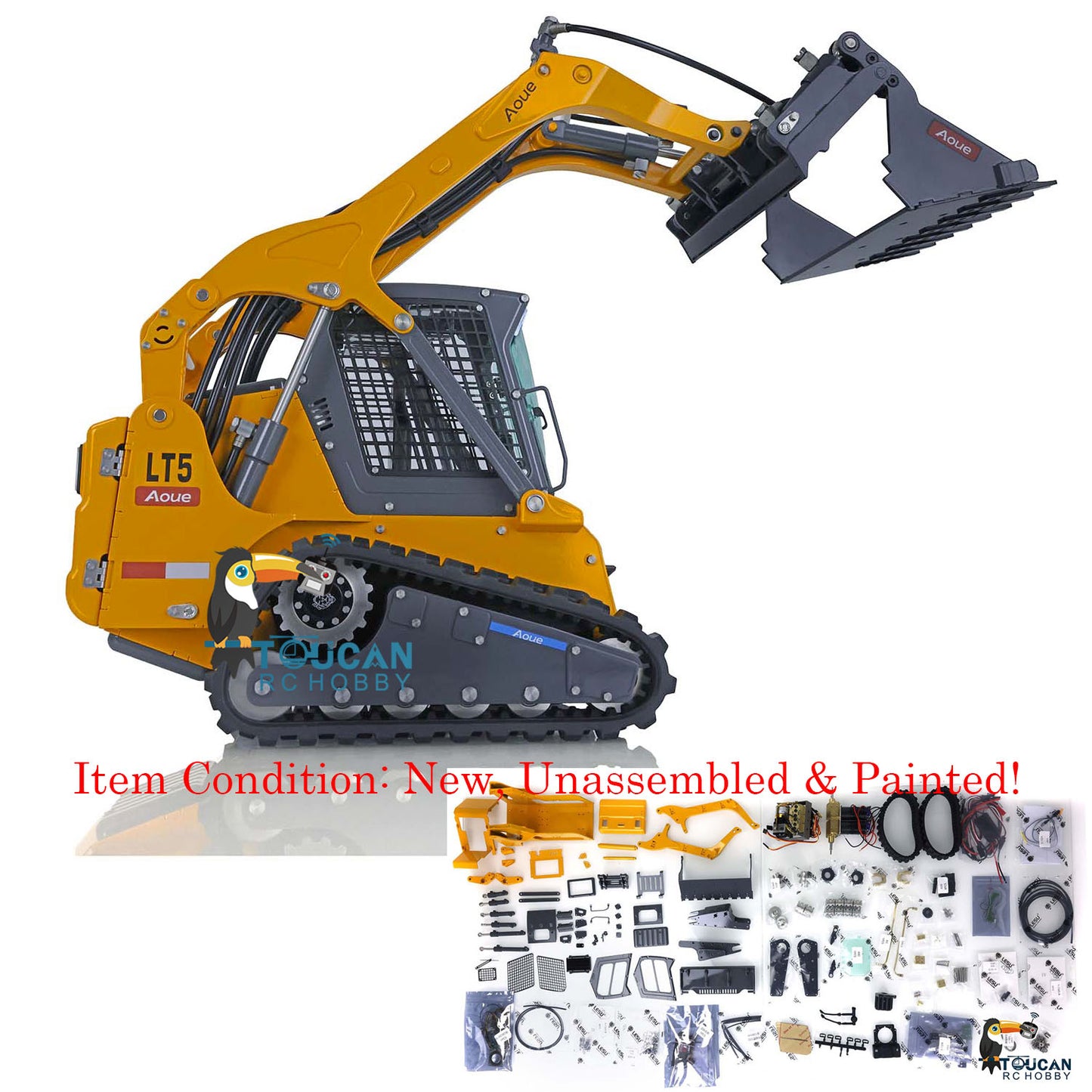 LESU Aoue B0008 LT5 Metal 1/14 Remote Control Hydraulic Tracks Skid-Steer Loader Vehicle With Sound Light Unassembled Model
