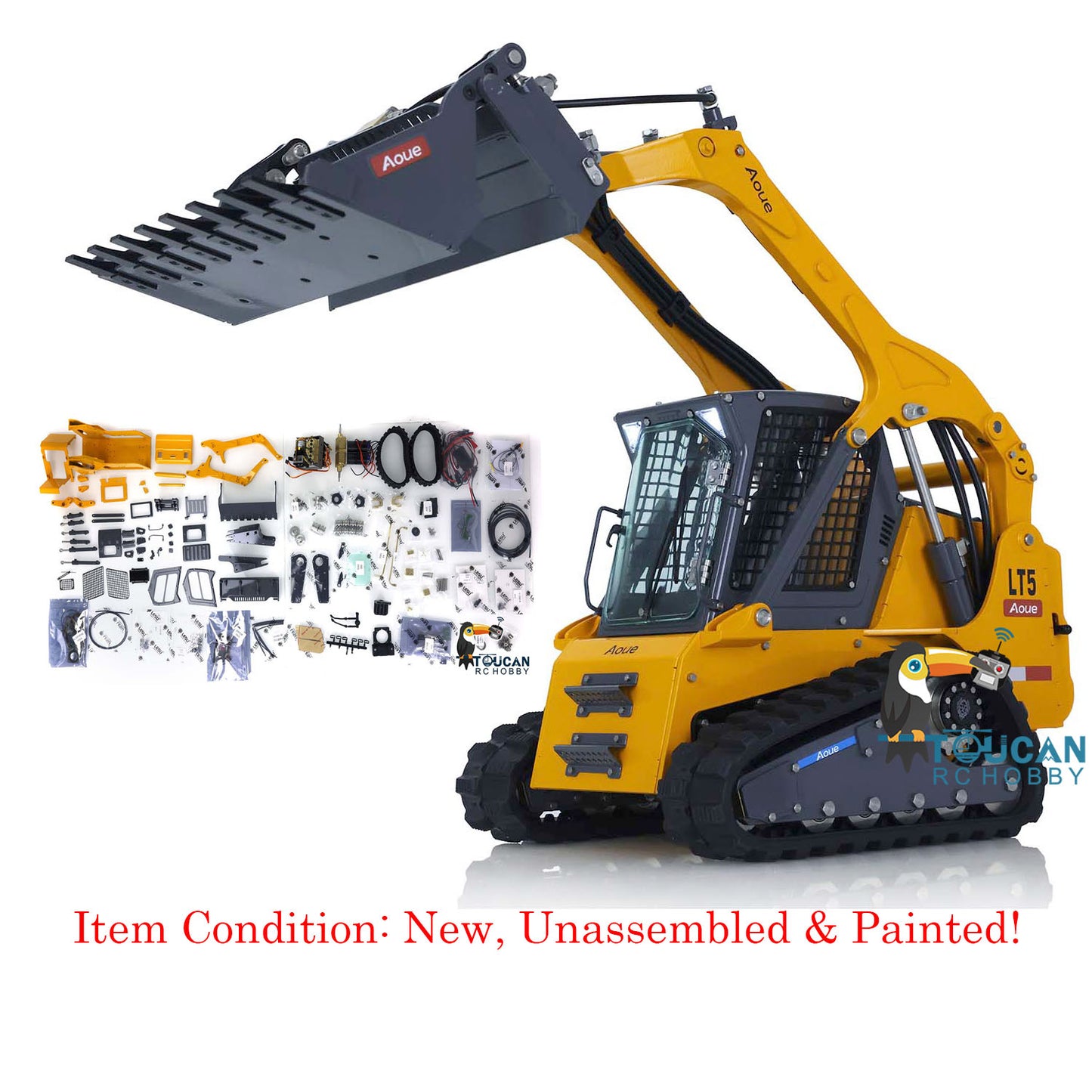 LESU Aoue B0008 LT5 Metal 1/14 Remote Control Hydraulic Tracks Skid-Steer Loader Vehicle With Sound Light Unassembled Model