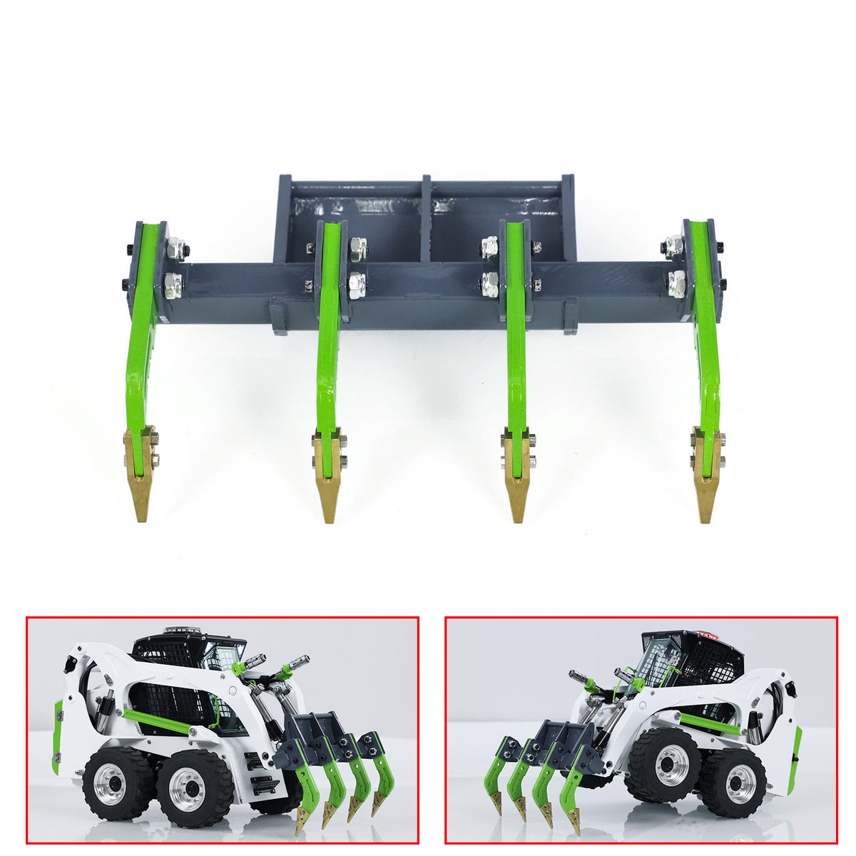 11.11 Flash Sale LESU Metal Fork Bucket Sweeper Brush Cleaner Ripper Scarifier Hay Clamp for 1/14 RC Hydraulic Skid Steer Loader DIY Model B0008 A0008