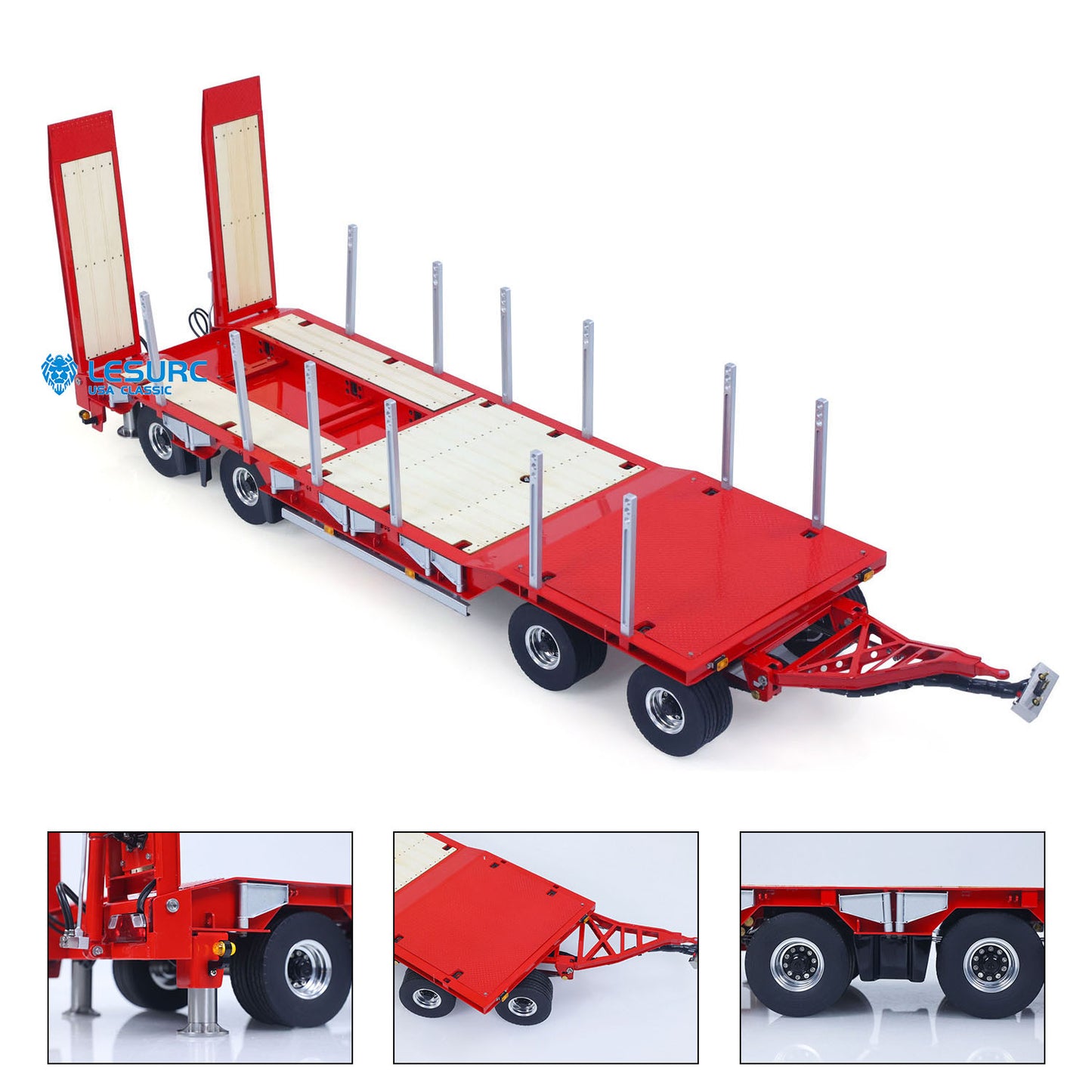 LESU 1/14 Metal Hydraulic Lifting Tailboard Trailer Rear Support Legs 2CH Valve Pump for RC Tractor Truck DIY Lorry Excavator