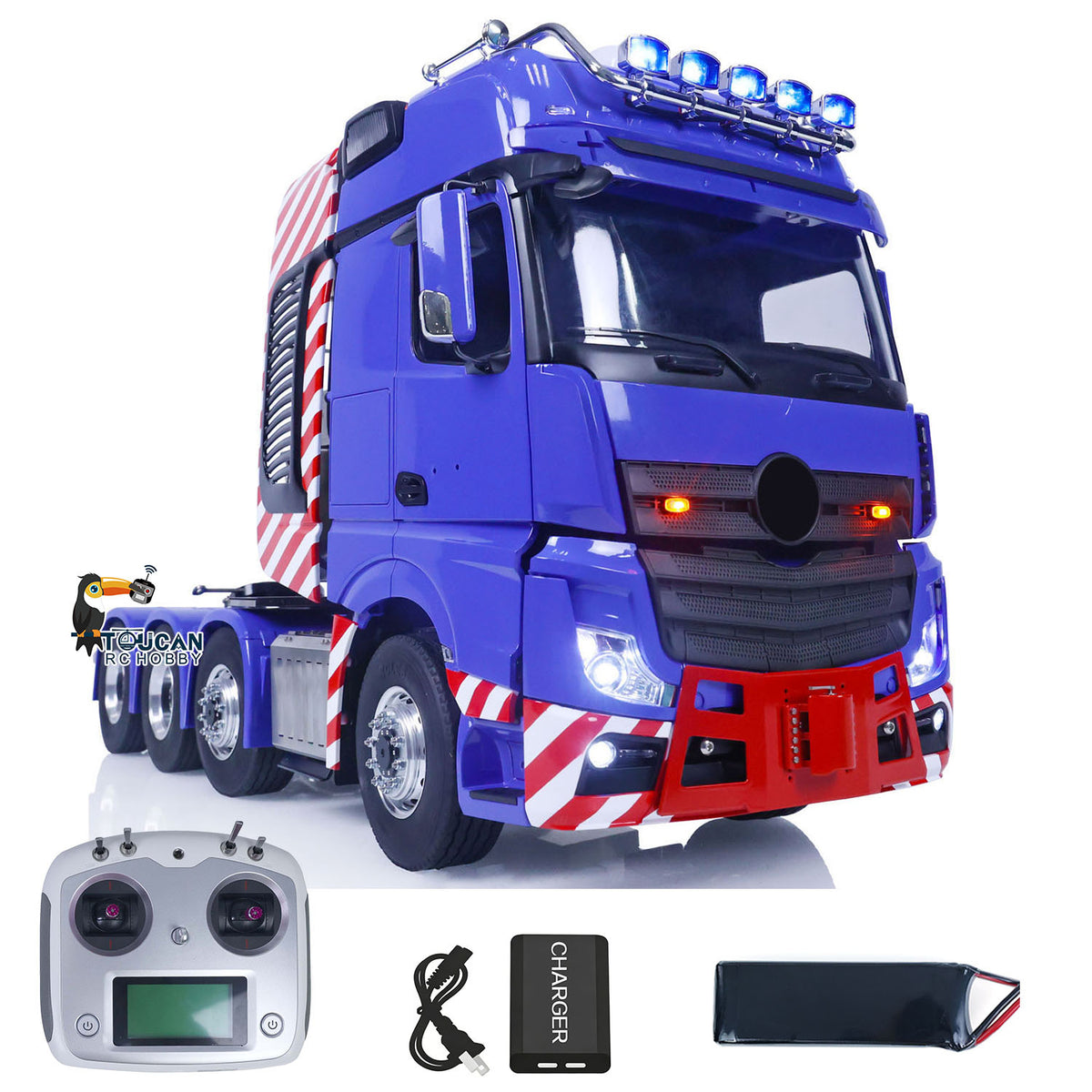 TOUCAN 1/14 LESU RC Tractor Truck 8X8 with Metal Heavy Chassis 3-speed Transmission Equipment Rack Front Hook Remote Control Vehicle Customized Model