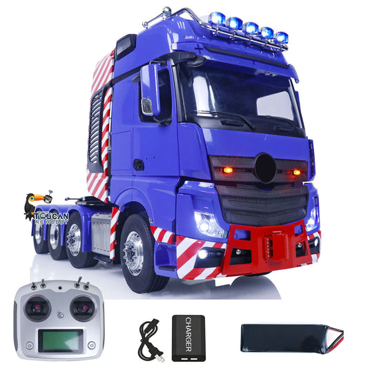 TOUCAN 1/14 LESU RC Tractor Truck 8X8 with Metal Heavy Chassis 3-speed Transmission Equipment Rack Front Hook Remote Control Vehicle Customized Model