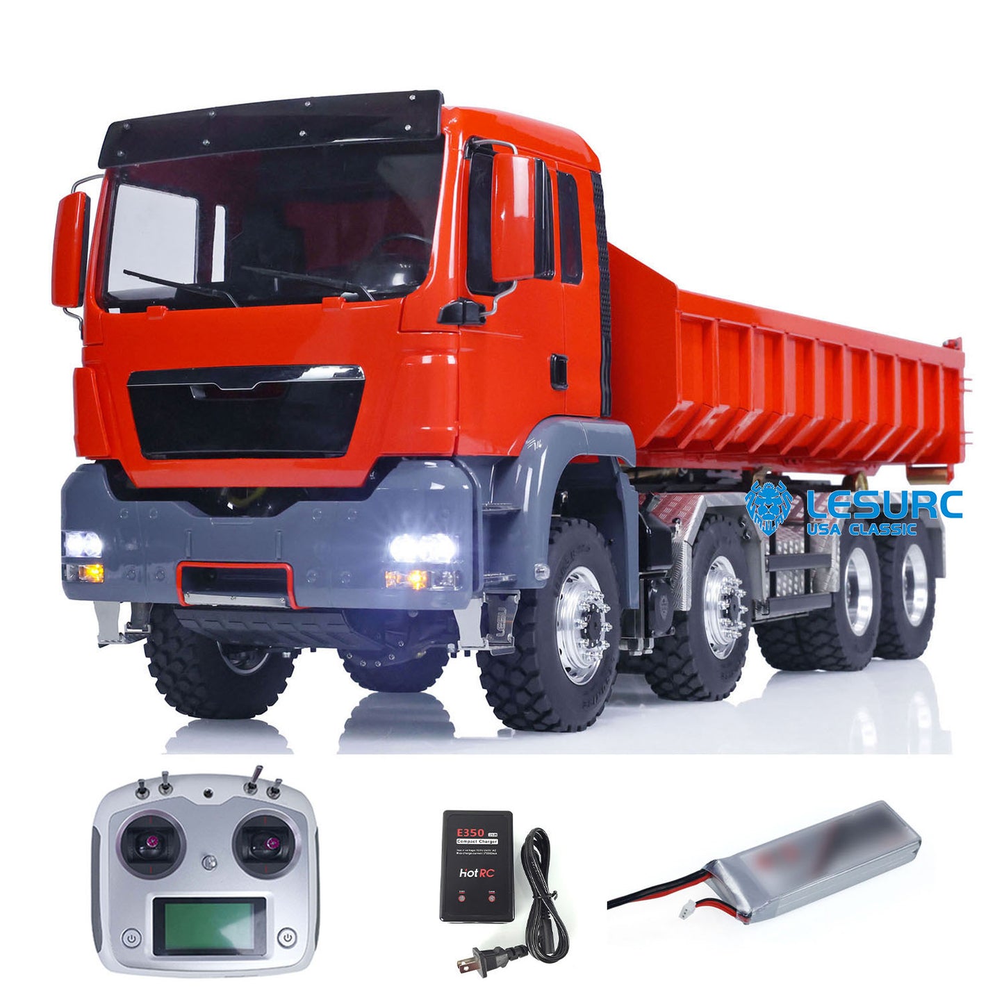 LESU 1/14 Hydraulic RC Full Dump Truck 8x8 Metal Chassis Painted Assembled Remote Control Tipper Cars