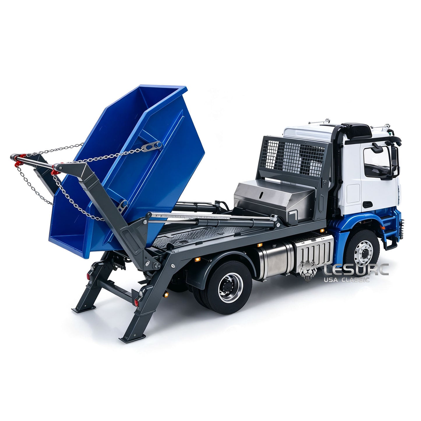LESU 1/14 4X4 Skip Loader 3Speed 3363 MetalChassisRC Hydraulic Swing Arm Garbage Dump Truck Light Sound Hub Reduction Axle