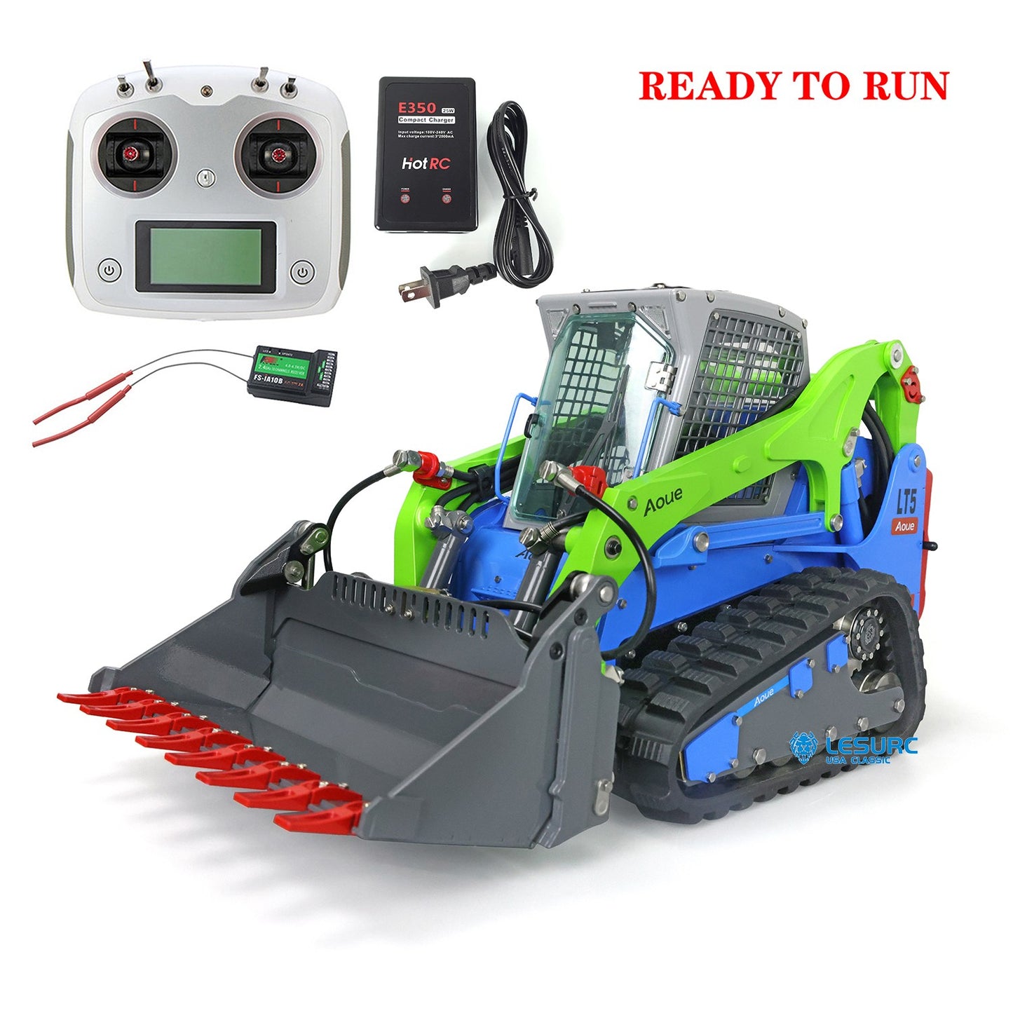 LESU Aoue LT5 1/14 Metal Hydraulic Tracked RC Skid-Steer Loader B0008 with I6S Radio Controller Light Sound System for Construction Vehicle Enthusiast