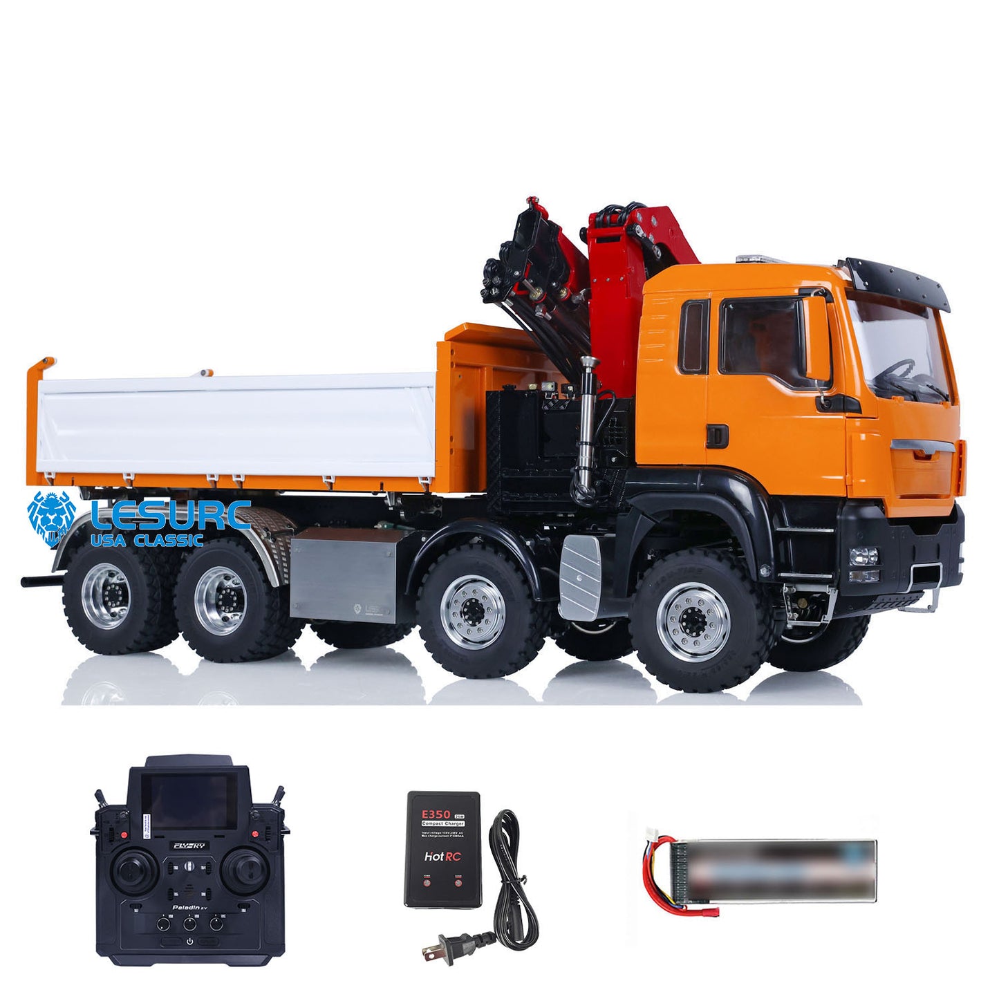 LESU 1/14 RC Hydraulic Dump Truck 8X8 Remote Controlled Crane Dumper Tipper Toy Cars Ready to Run DIY Hobby Model