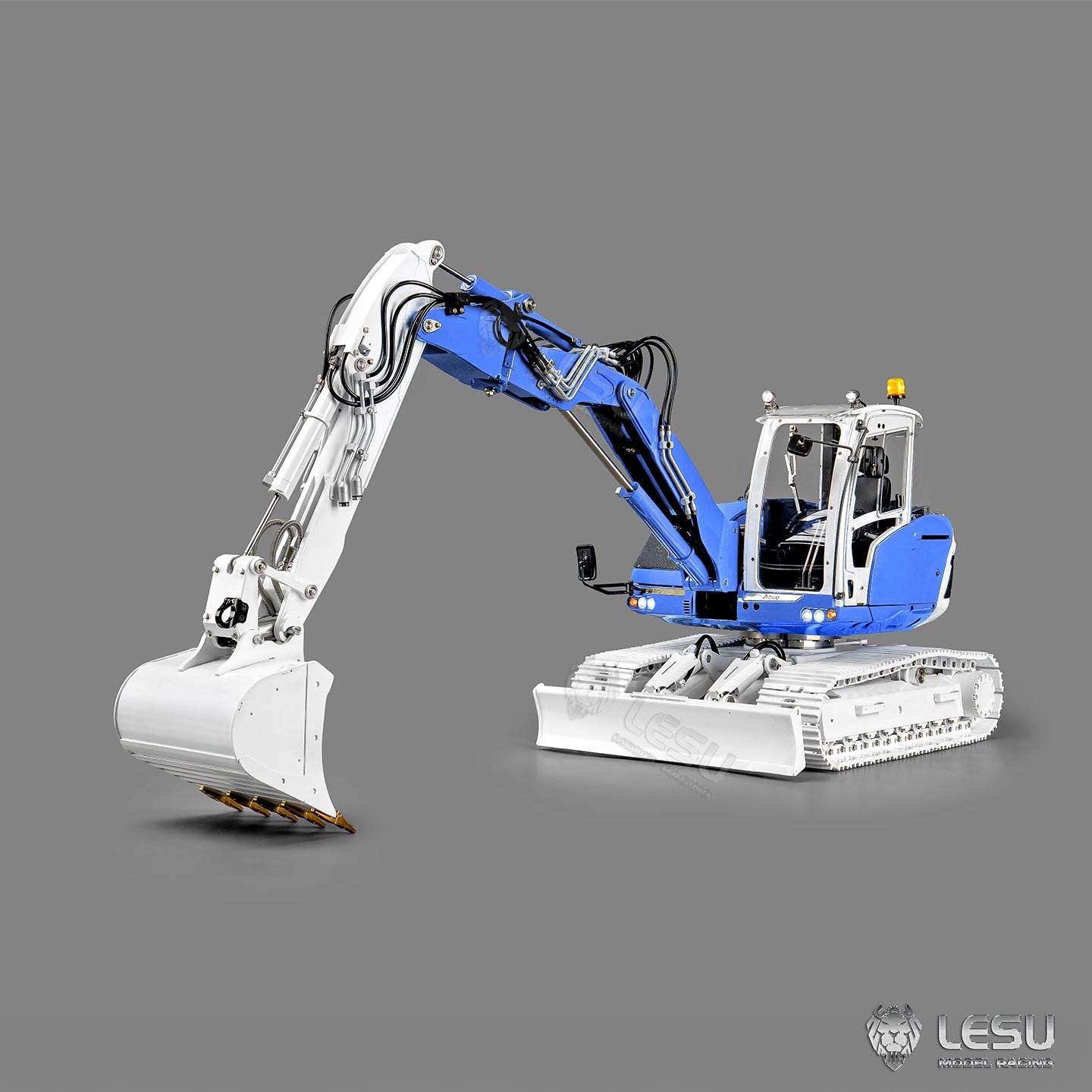 Metal LESU 1/14 MC15 Hydraulic RC Excavator 4 Arms Construction Vehicle 9 Ways Valve Dual Pumps Light Sound ST8 Radio System