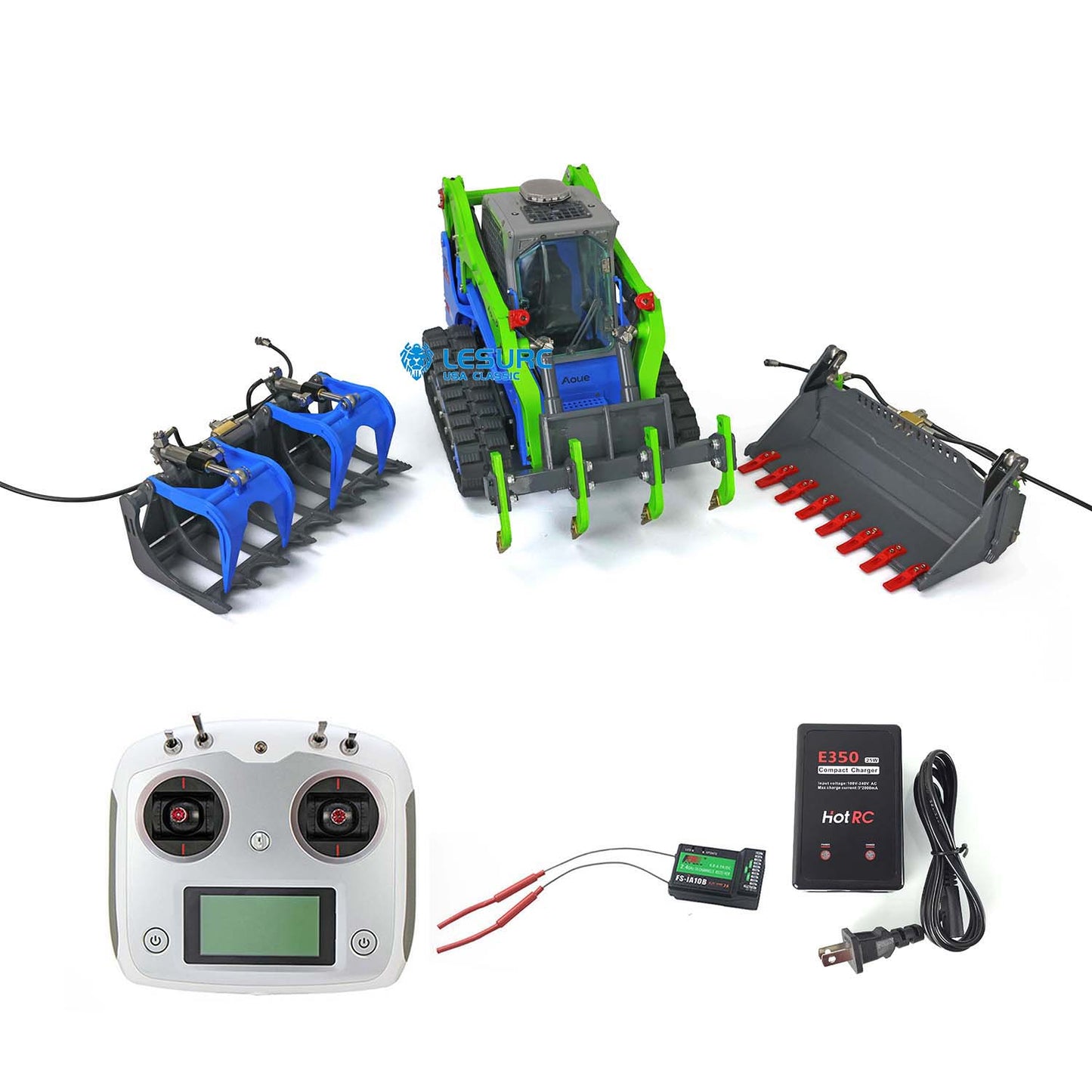 LESU AOUE LT5 1/14 Metal RC Skid-Steer Loader B0008 with FlySky I6S Radio Controller Sound Light for Hydraulic Construction Vehicle Model Enthusiast