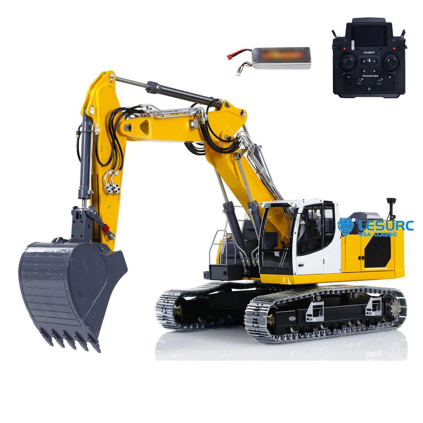 LESU Aoue-LR945 1/14 Metal RC Hydraulic Excavator B0017 RTR Digger with FlySky PL18EV Lite 7CH Valve Light System for Engineering Vehicle Enthusiast