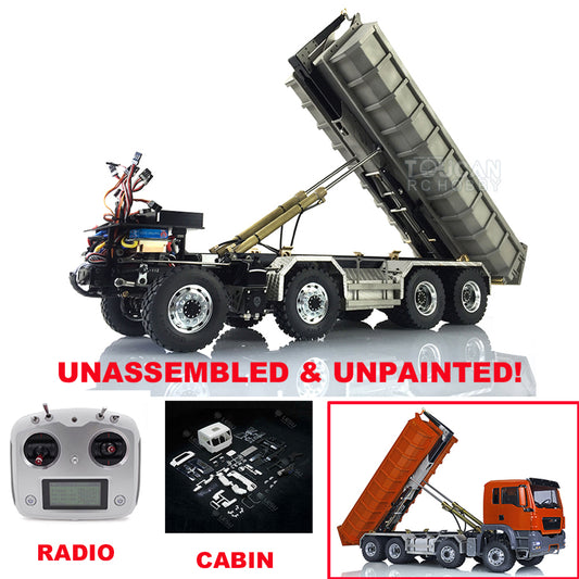 LESU 1/14 TGS 8*8 Hydraulic Dumper 4Axles RC Truck Roll On/Off Tipper I6S Radio Control Motor 2-Speed Transmission