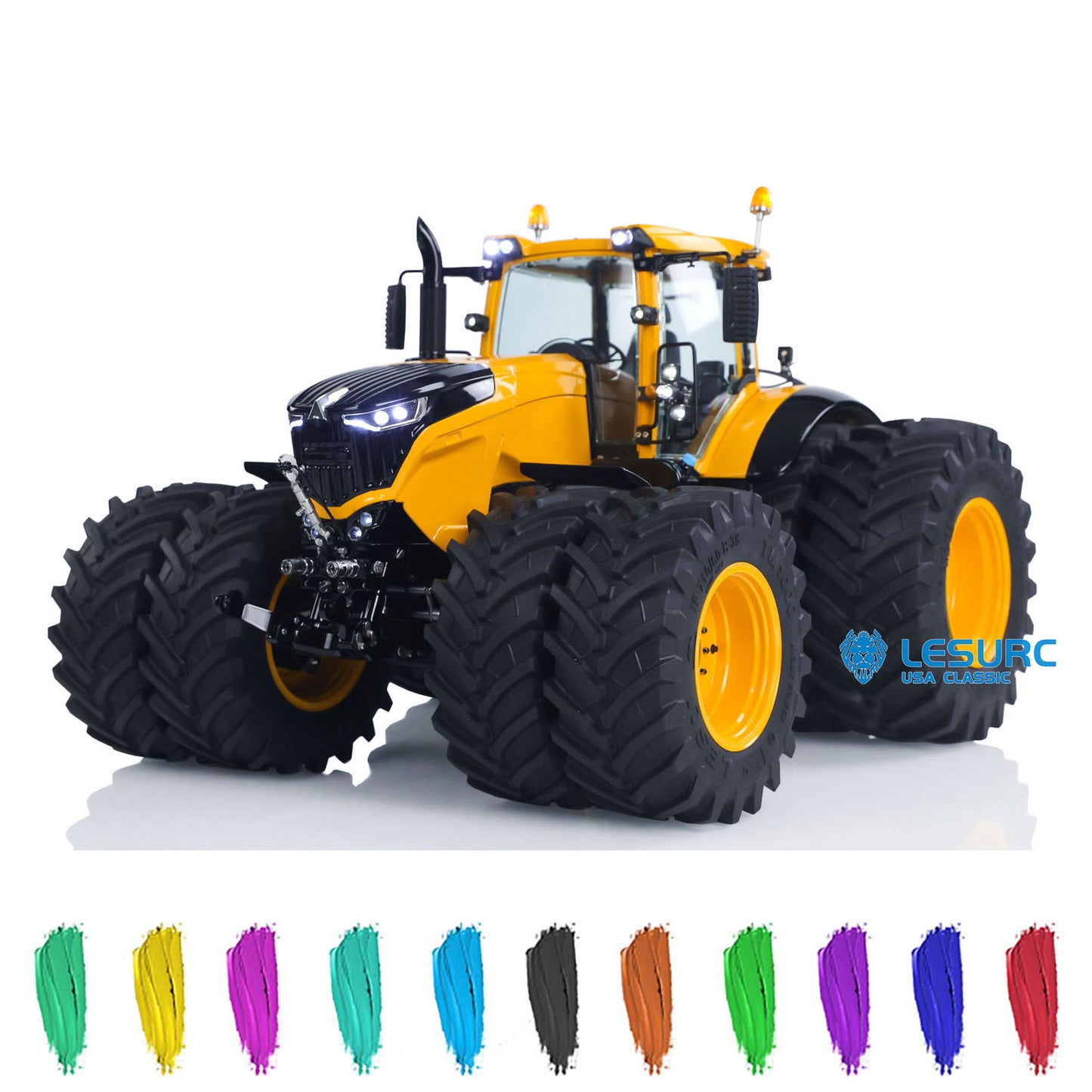 LESU AOUE 1050 4x4 Double Wheeled Farm Truck Metal 1/14 Hydraulic RC Tractor Car Light Smoking Simulation Sound Brushless Motor