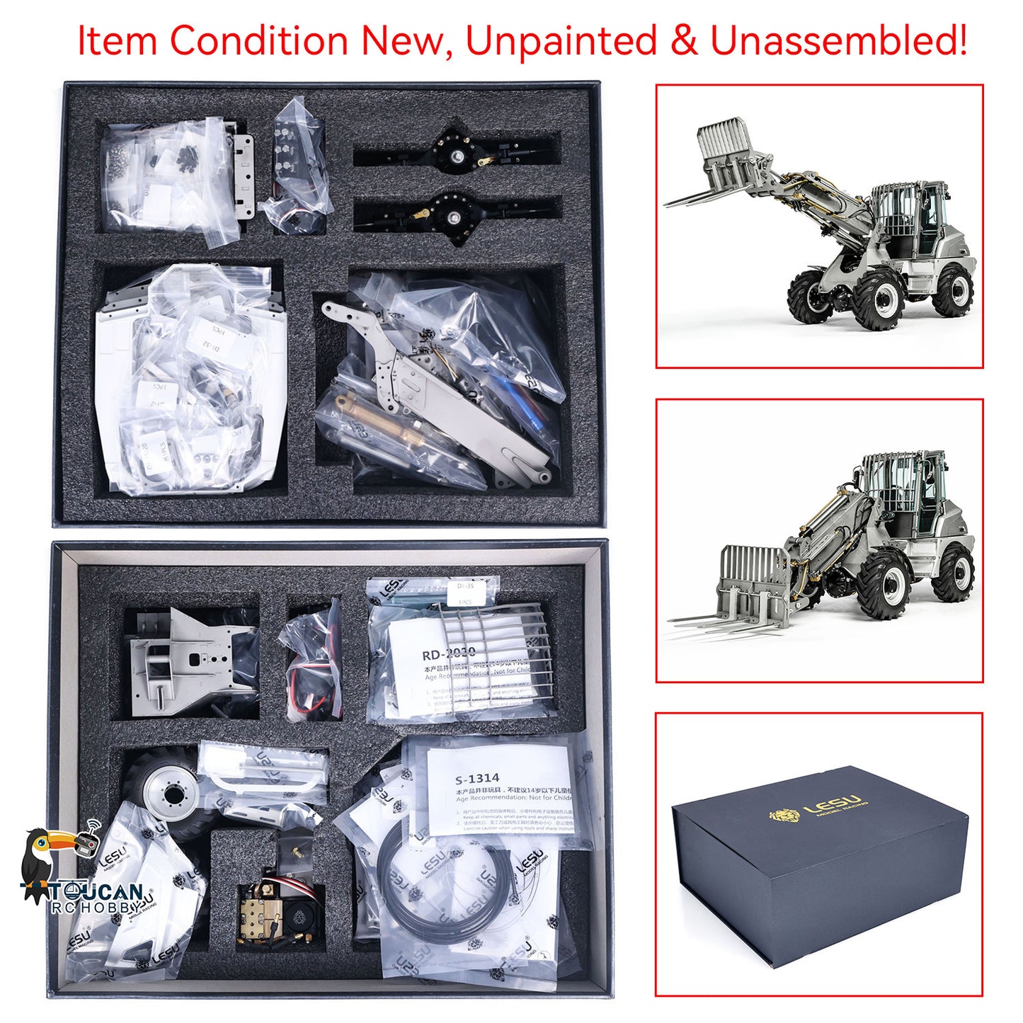 LESU 1/14 AT1050 RC Hydraulic Fork Loader Radio Control Car Telescopic Arm KIT/PNP Optional Versions Hobby Model ESC Servo Motor