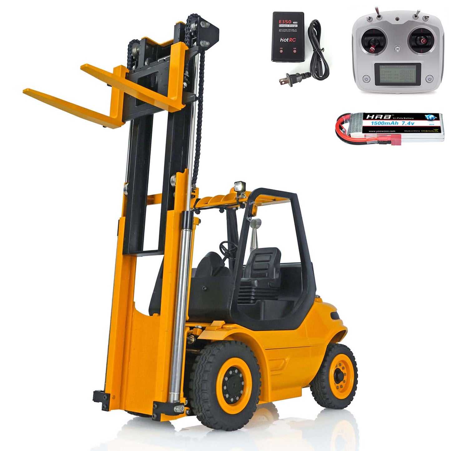 1/14 Scale LESU RC RTR Model Forklift Assembled Transfer Car Truck W/ Light Sound Motor Servo ESC Radio Charger Battery Driver