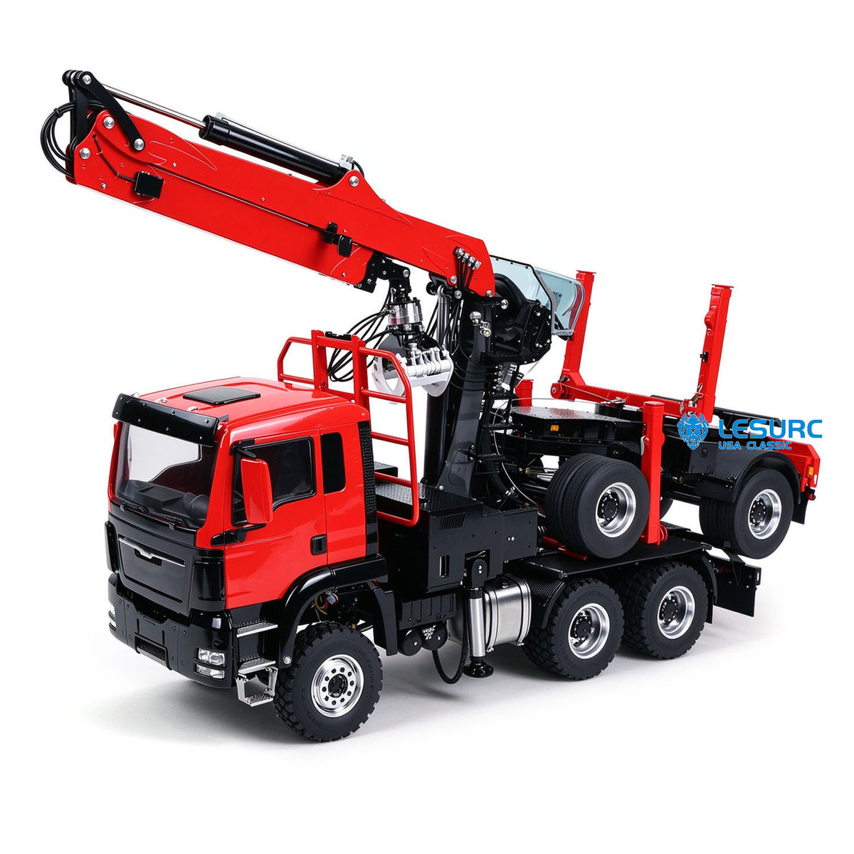 LESU Z0073 1/14 RC Logging Truck Timber Transport Vehicle with Hydraulic Crane 6x6 Metal Chassis 8CH Valves 3Speed Gearbox Light Sound