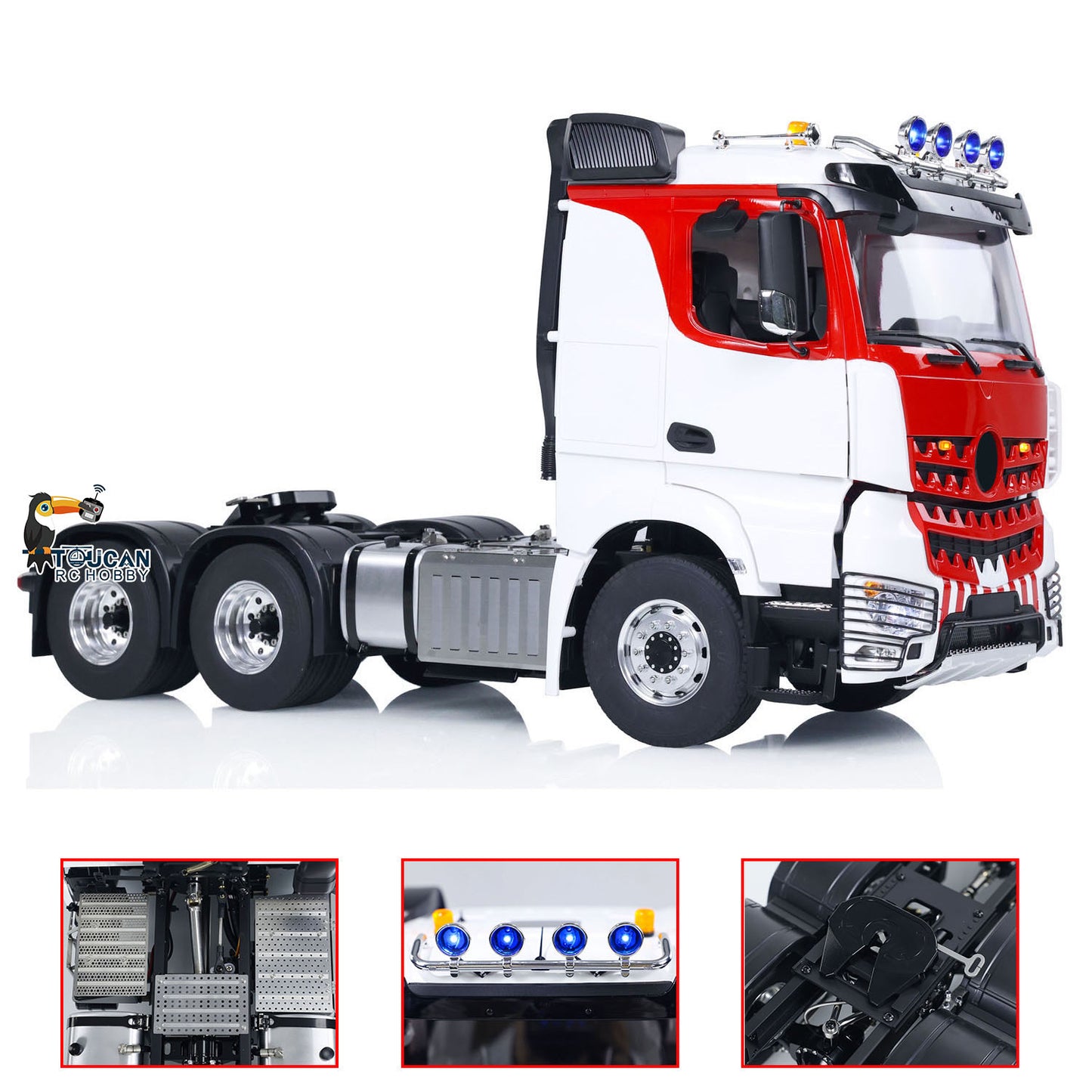 LESU 1/14 6x6 RC Tractor Truck Radio Controlled Car Painted Assembled Hobby Model Metal Chassis 2-Speed Gearbox Smoke Unit