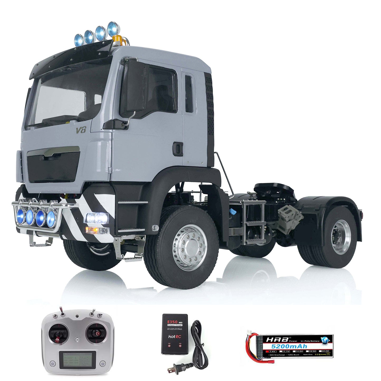 LESU 1/14 RC Tractor Truck for TGS 4x2 Remote Control Painted Car Metal Chassis W/ Motor Servo Warning Light Sound Light System