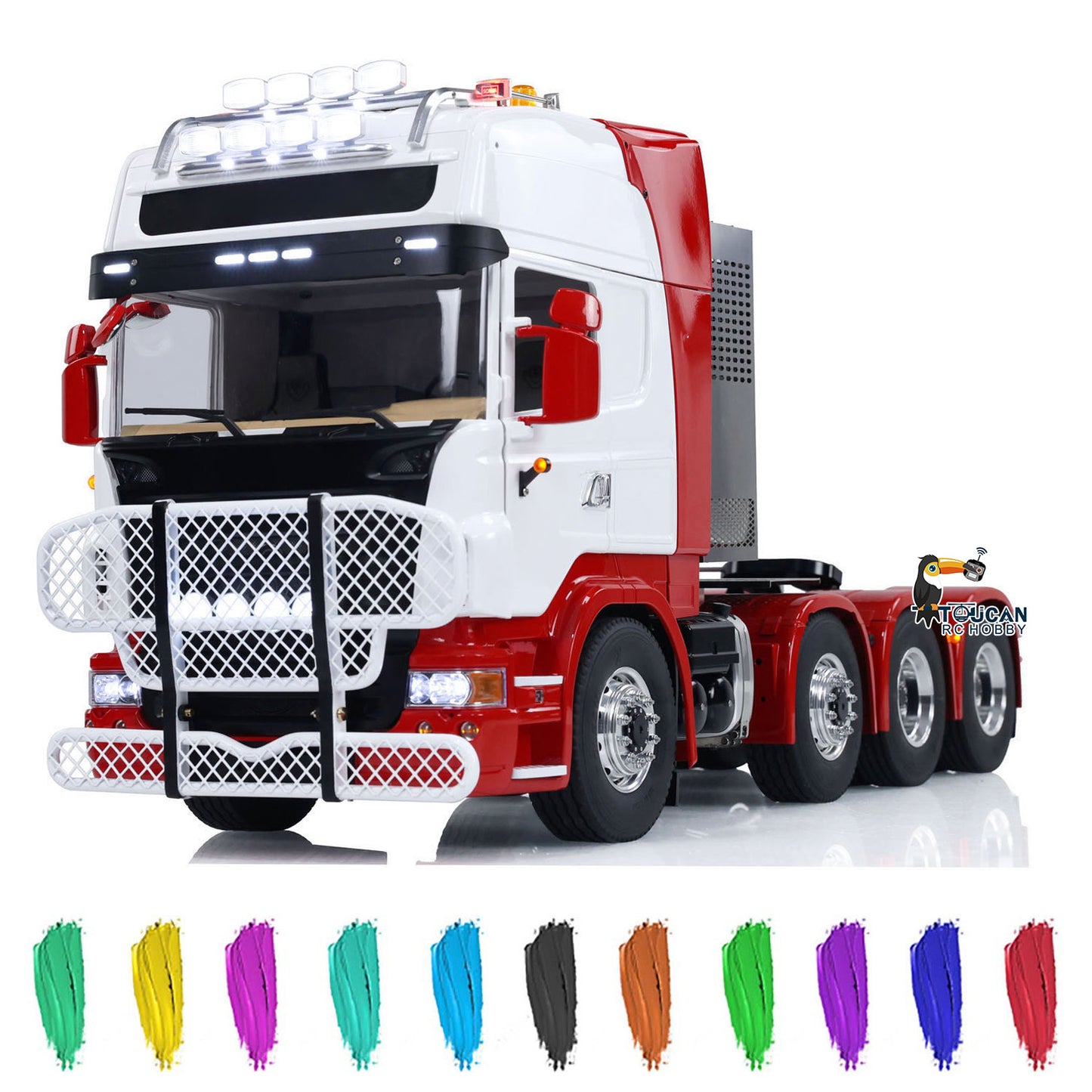 1/14 RC Tractor Truck Radio Control Car LESU 8X8 Metal Chassis Model 2-speed Transmission Light Sound