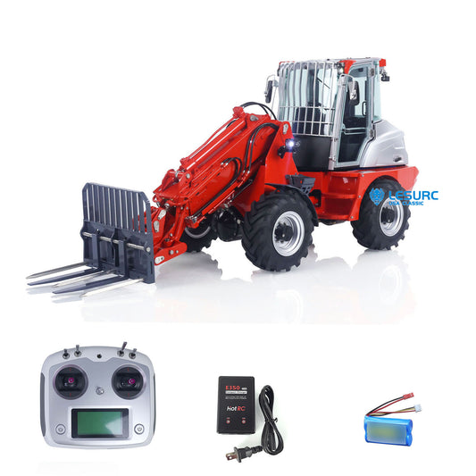 1/14 LESU RC Hydraulic Fork Loader AT1050 Telescopic Arm Truck Remote Control Car I6S Radio Light Sound System