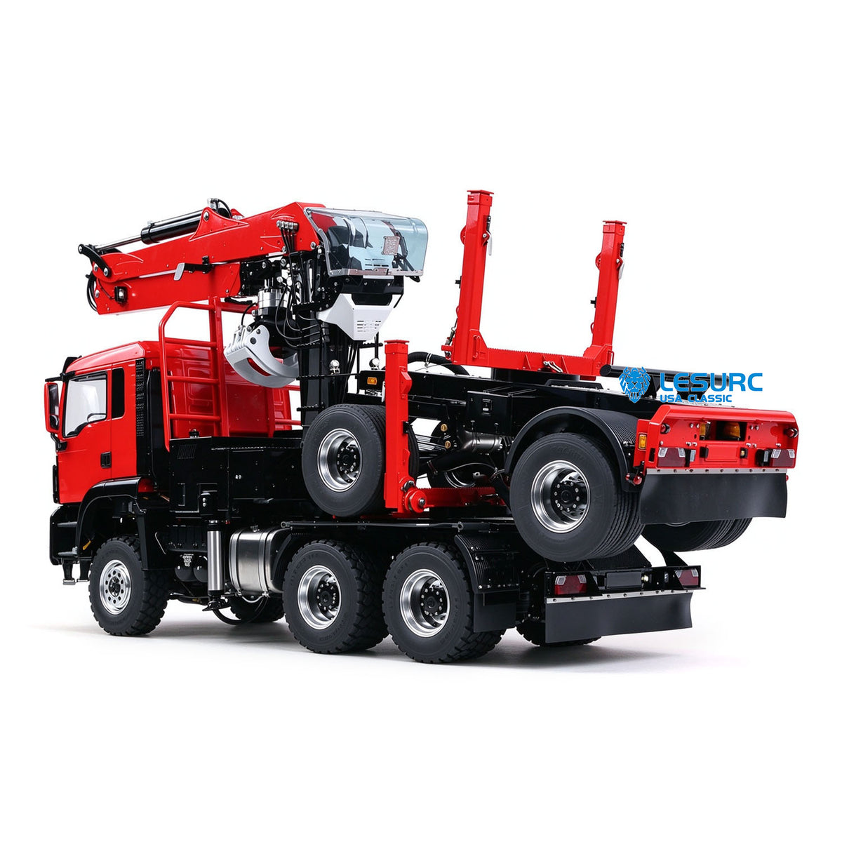 LESU Z0073 1/14 RC Logging Truck Timber Transport Vehicle with Hydraulic Crane 6x6 Metal Chassis 8CH Valves 3Speed Gearbox Light Sound