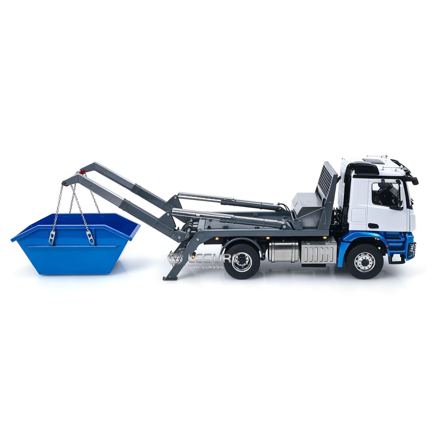 LESU 1/14 4X4 Skip Loader 3Speed 3363 MetalChassisRC Hydraulic Swing Arm Garbage Dump Truck Light Sound Hub Reduction Axle