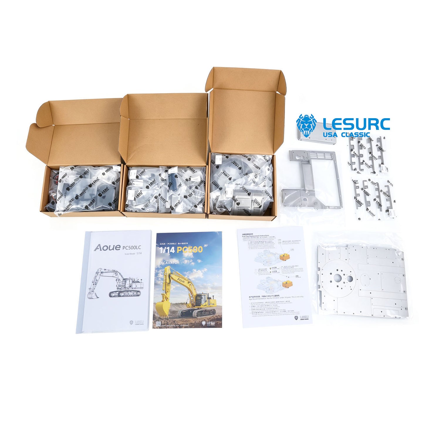 LIMITED-TIME SALE IN Stock LESU Aoue PC500 1/14 Metal RC Hydraulic Tracked Excavator KIT Painted RC Digger 7Ways Valve 3-4MPA Pump Light DIY Model