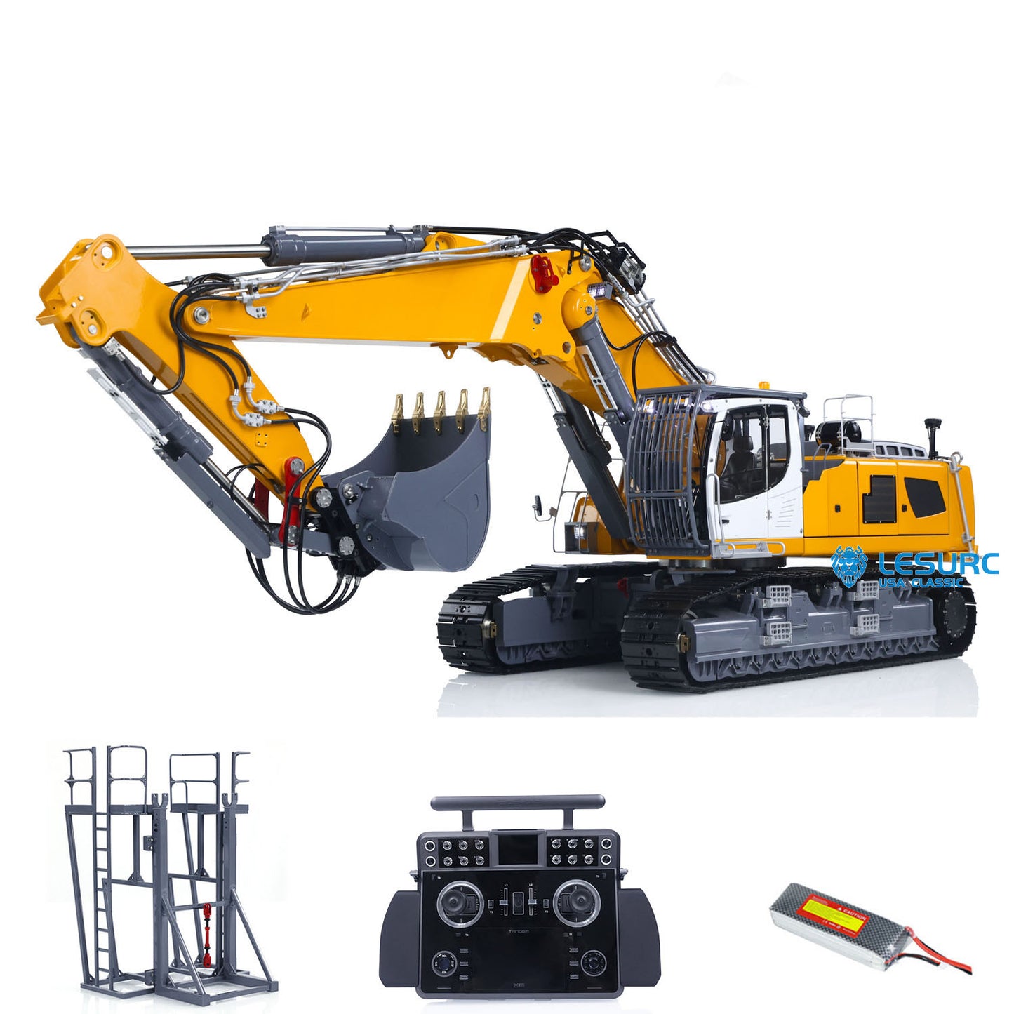 LESU 1/14 RC Full Hydraulic Excavator LR960 RTR Digging Arm Heavy Digger Construction Vehicle Model Frsky XE Radio Battery GPS