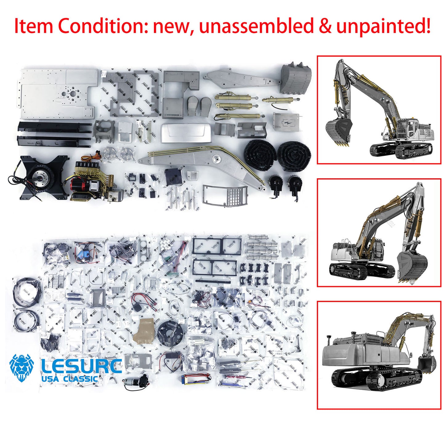 IN STOCK LESU 1/14 RC Hydraulic Euipment Excavator AOUE SK500 Metal Remote Controlled Digger Kits Hobby Model Servo ESC Motor