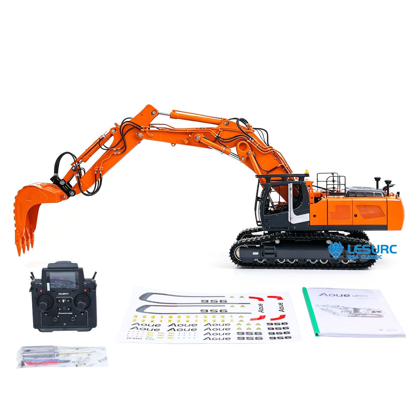 LESU LR956 1/14 Metal RC Hydraulic Excavator B0040 7CH 3Arms Digger Quick Coupler Brushless Motor Radio Light Sound Smoke RTR